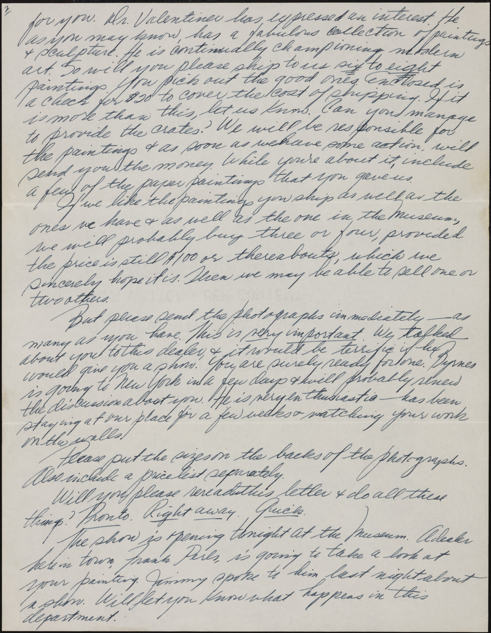 Correspondence from Josephine “Jo” Kantor (later Morris) and Paul Kantor to Richard Diebenkorn