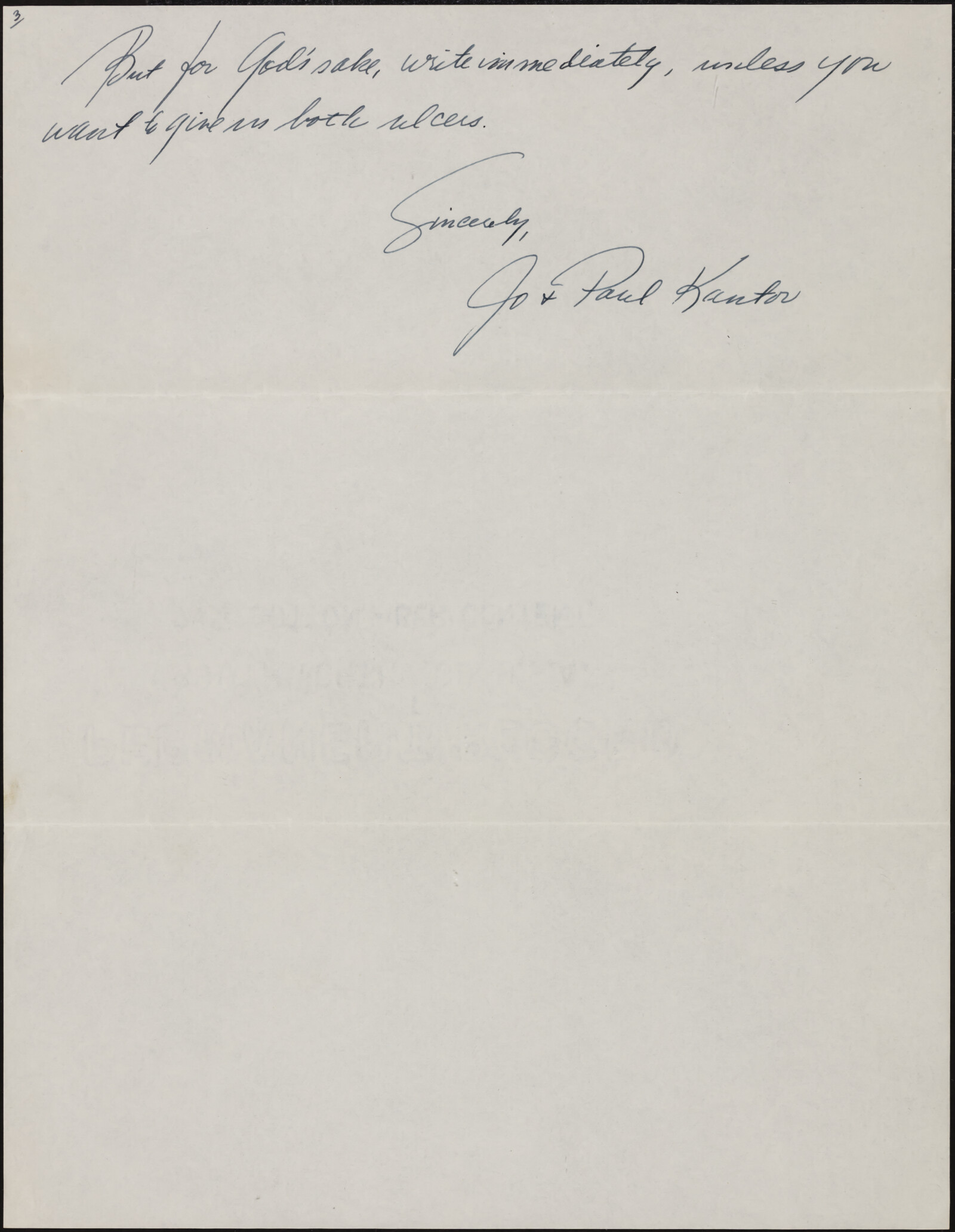 Correspondence from Josephine “Jo” Kantor (later Morris) and Paul Kantor to Richard Diebenkorn