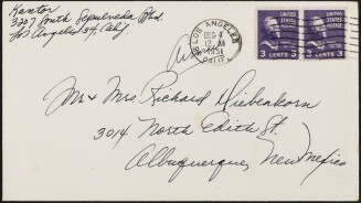 Correspondence from Josephine “Jo” Kantor (later Morris) and Paul Kantor to Richard and Phyllis Diebenkorn