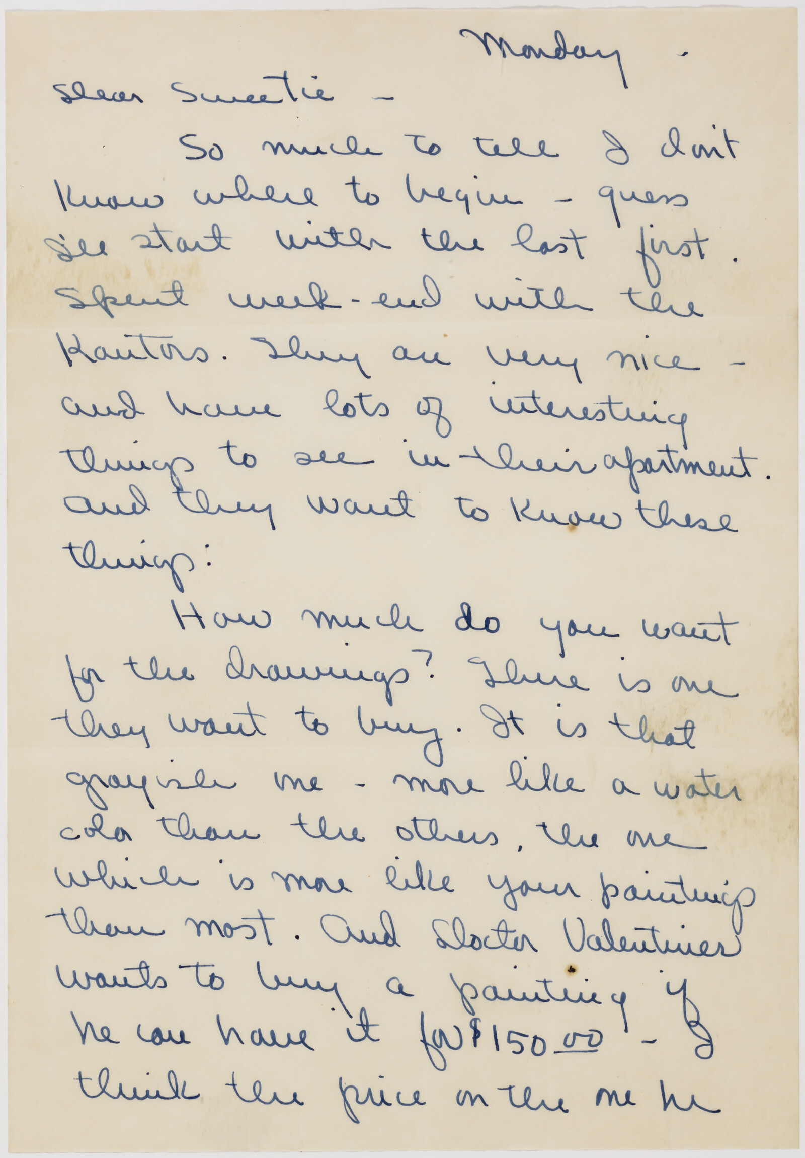 Correspondence from Phyllis Diebenkorn to Richard Diebenkorn