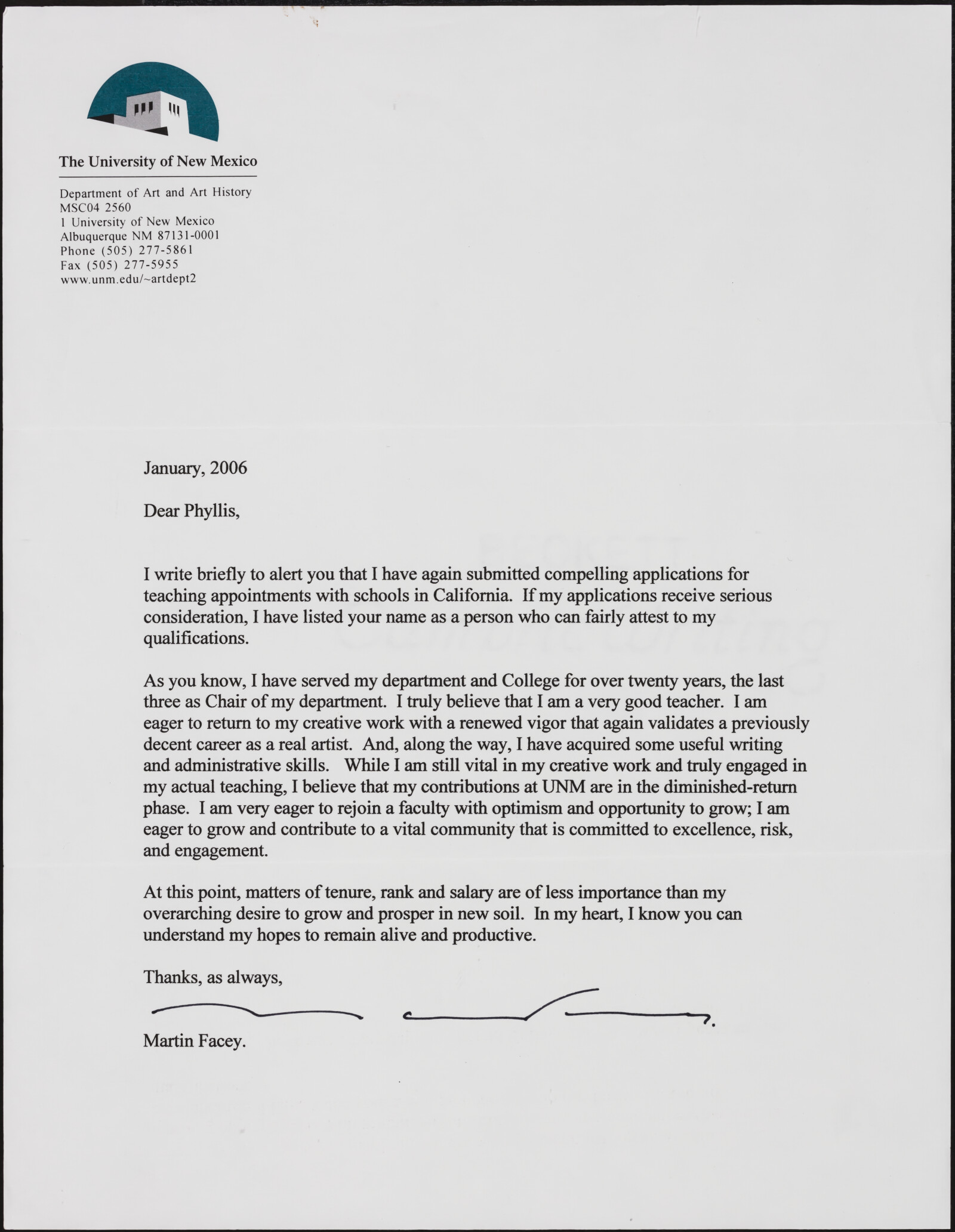 Martin FACEY, 2000-2009