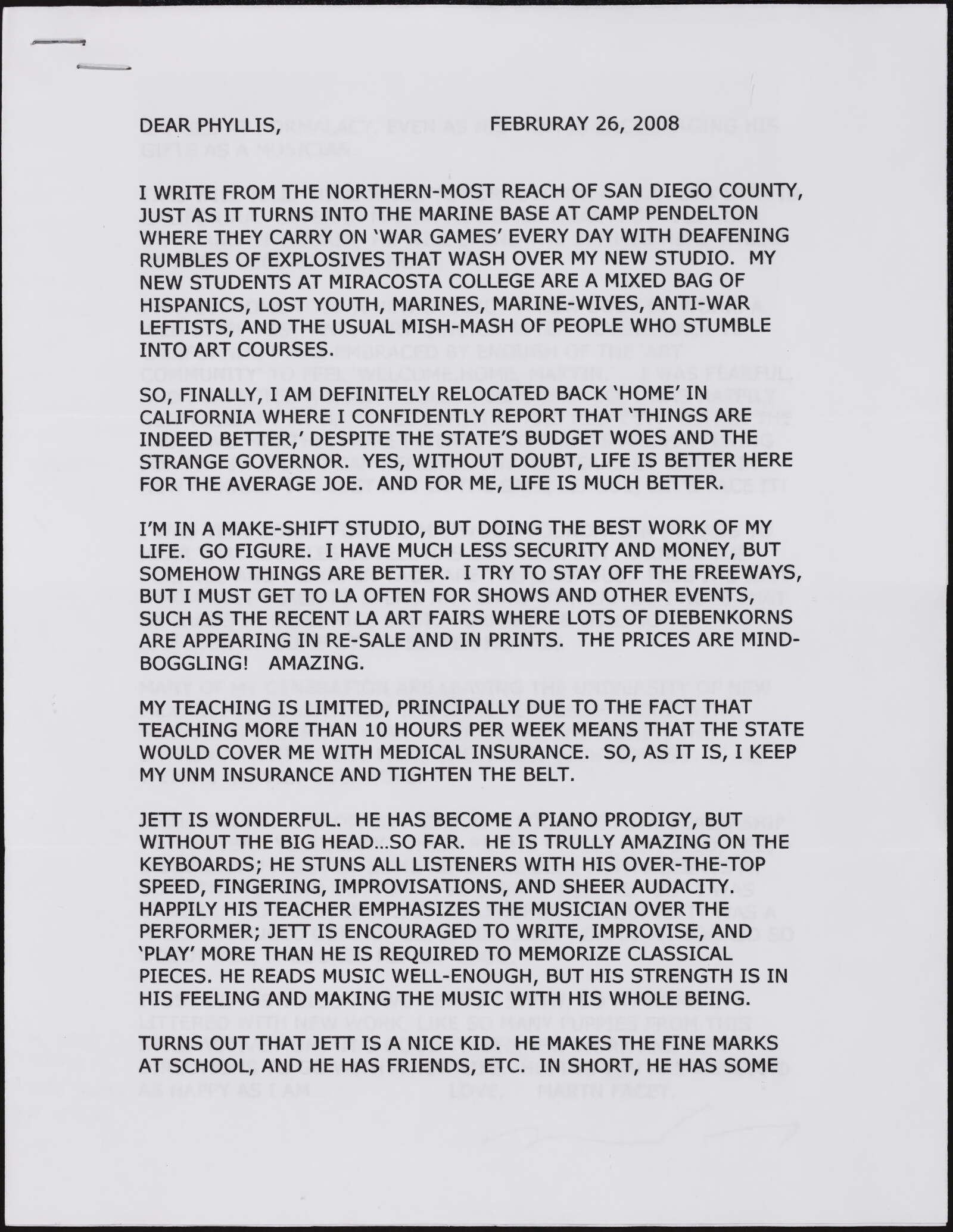 Martin FACEY, 2000-2009