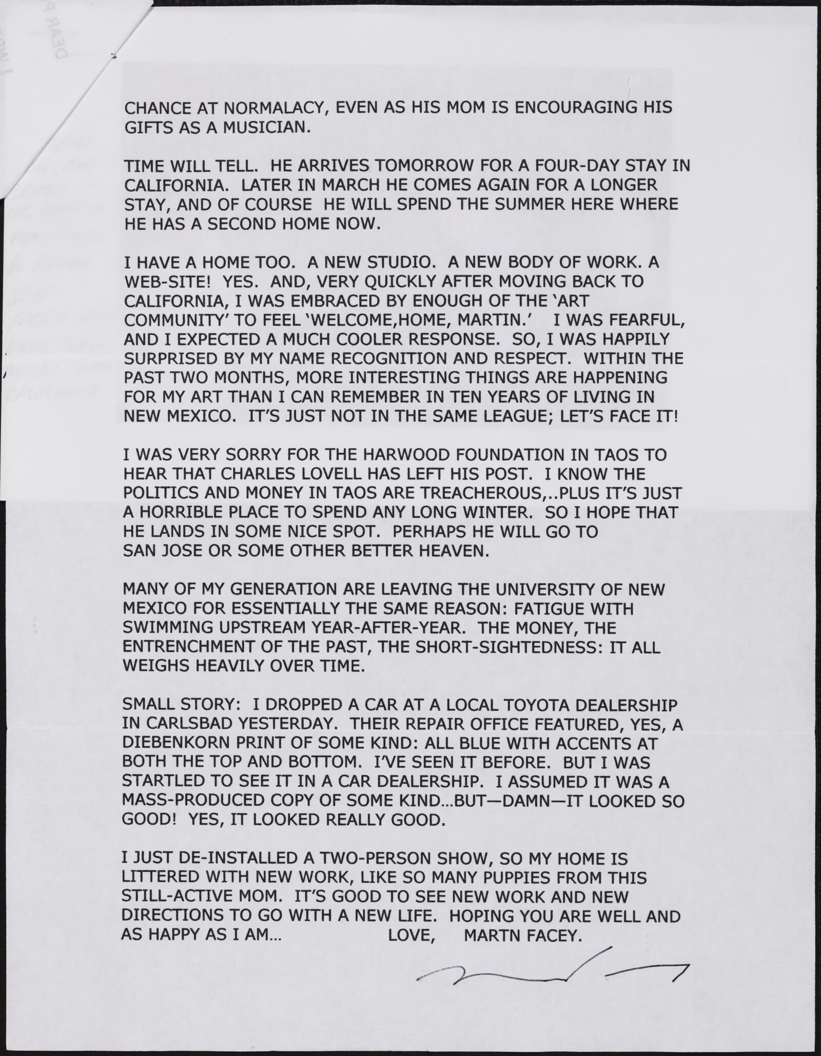 Martin FACEY, 2000-2009