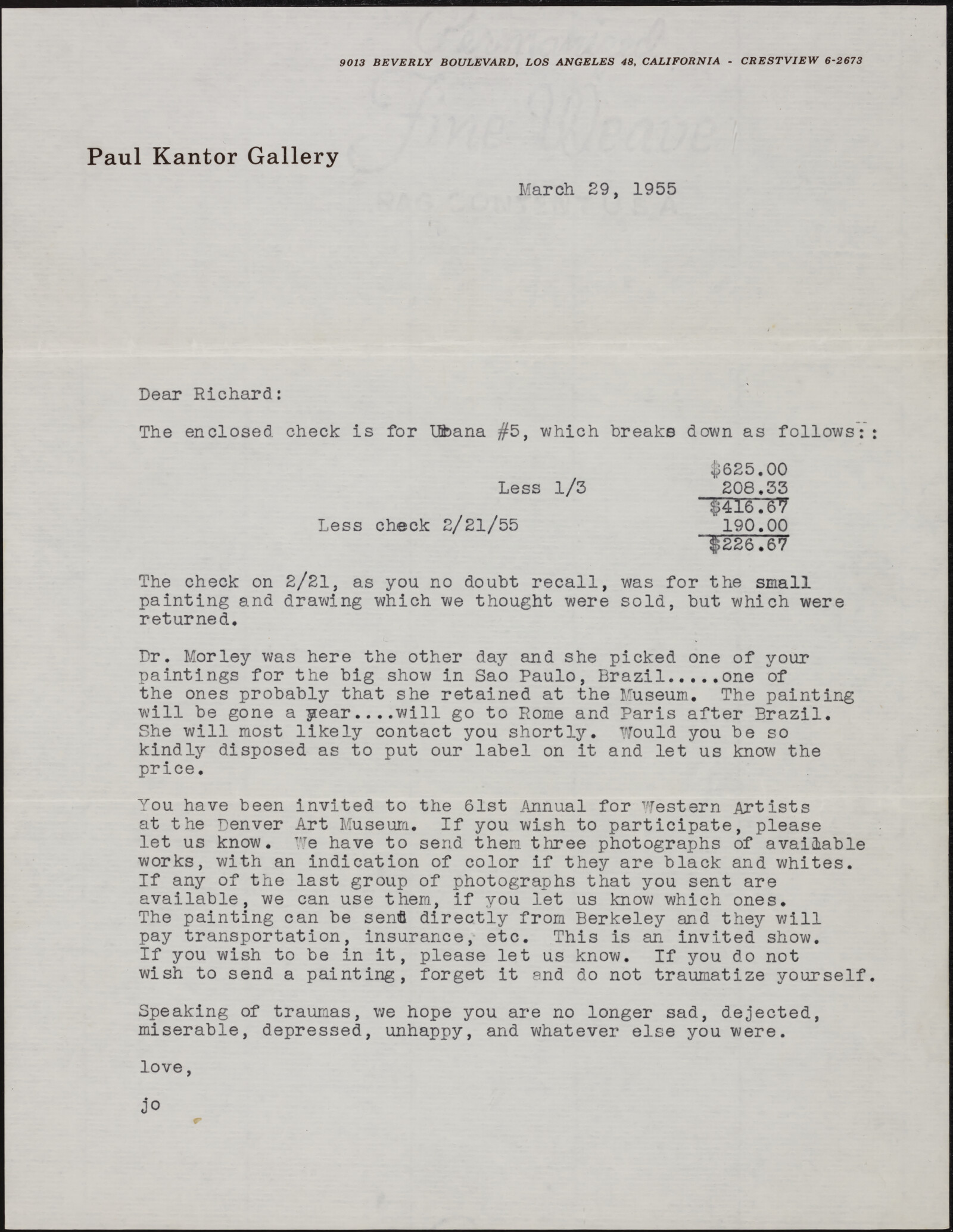 Paul and Jo KANTOR. Kantor Gallery. 1951-1963