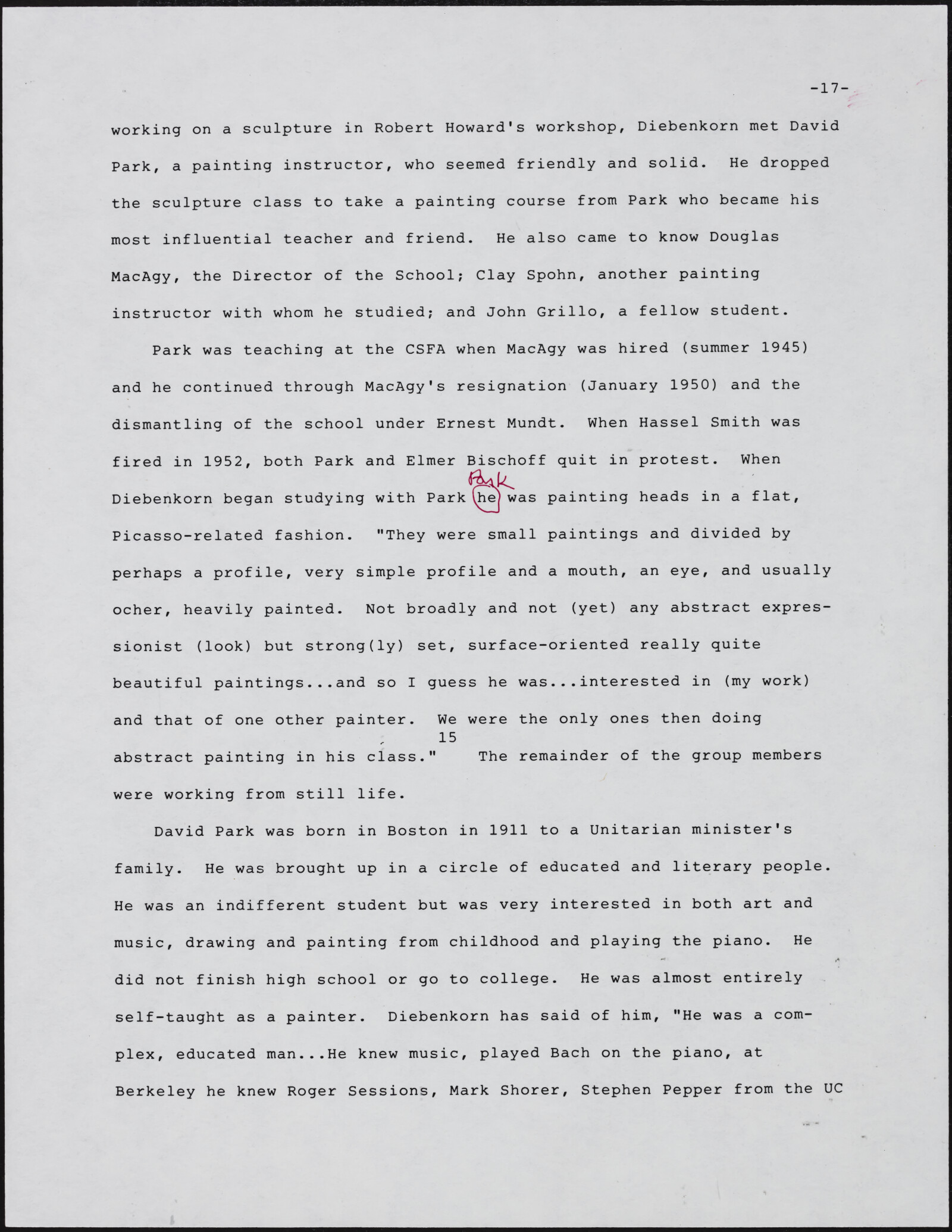Gerald NORDLAND, essay draft, undated