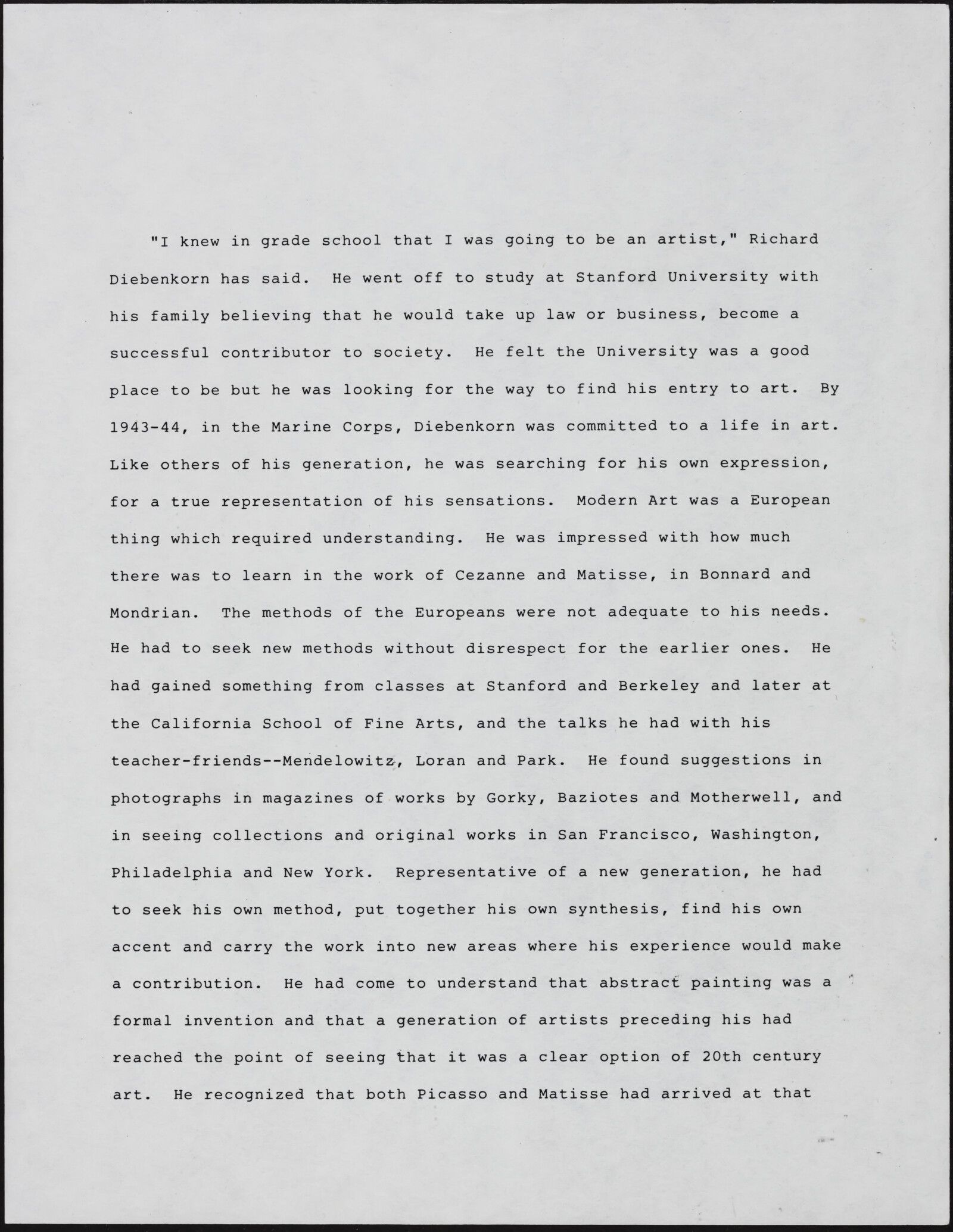 Gerald NORDLAND, essay draft, undated