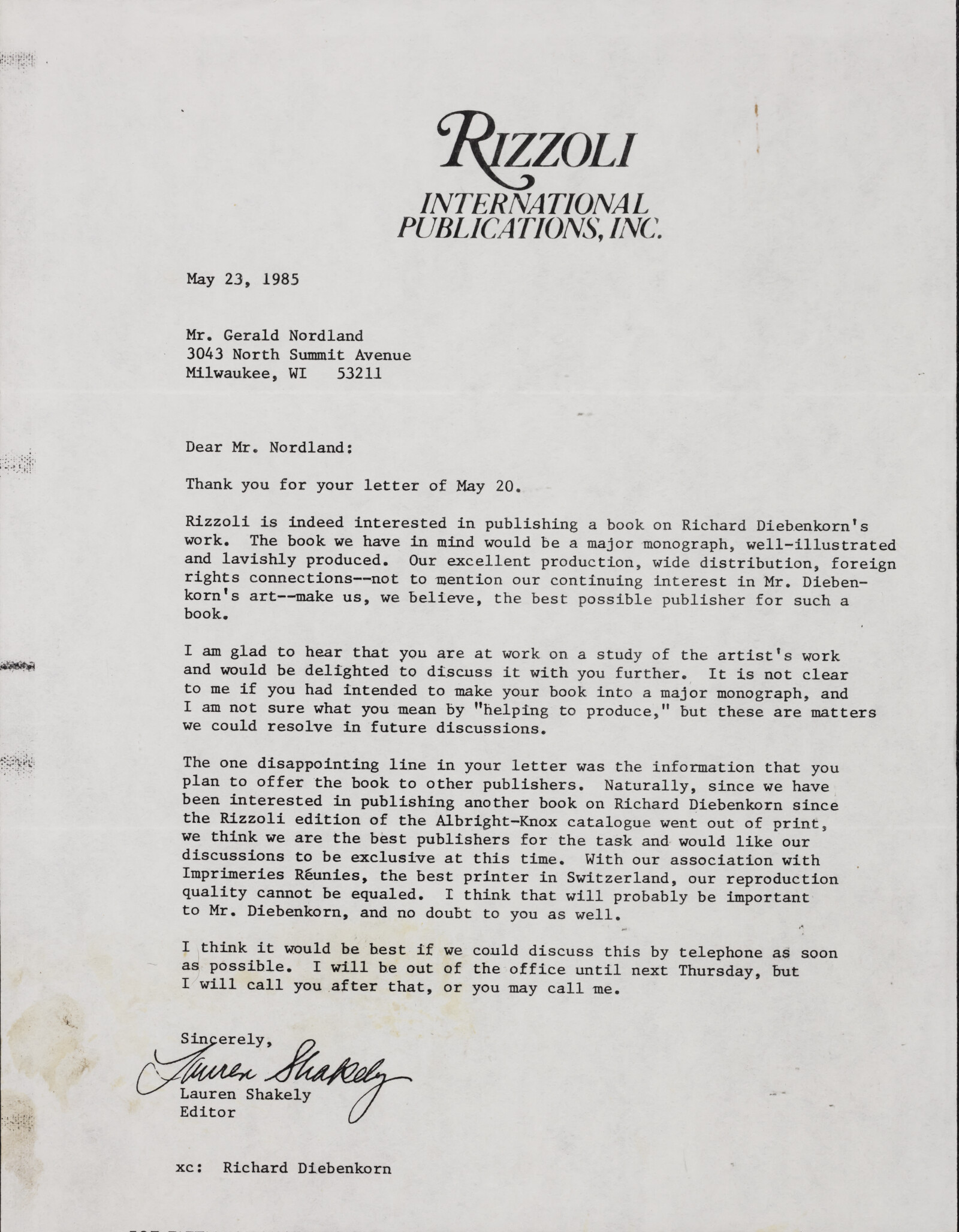 Gerlad NORDLAND, Rizzoli, Lauren Shakely, 1980-1985
