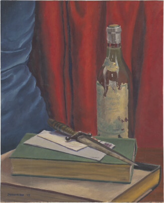 Still Life with Knife and Wine Bottle