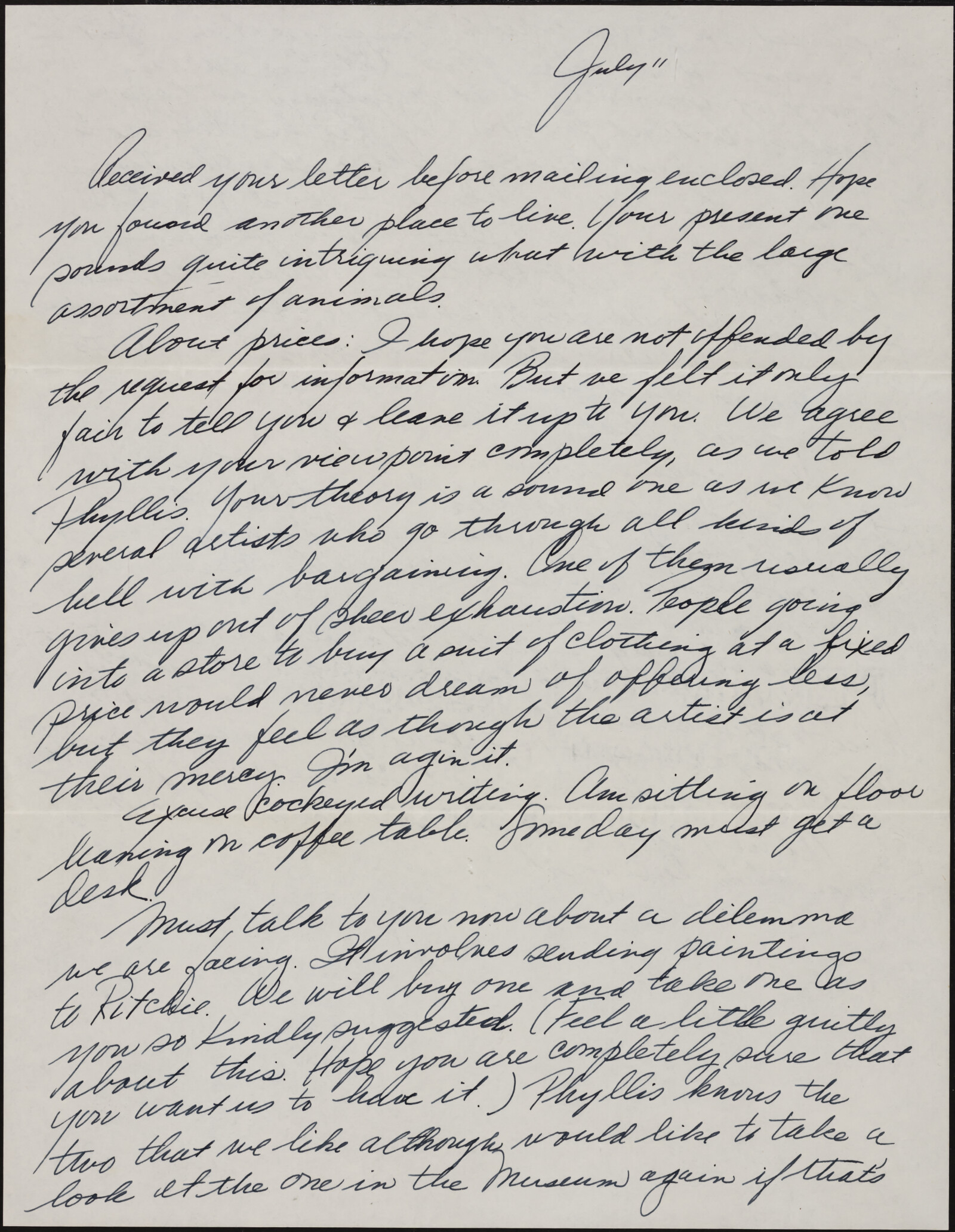 Correspondence from Josephine “Jo” Kantor (later Morris) and Paul Kantor to Richard Diebenkorn