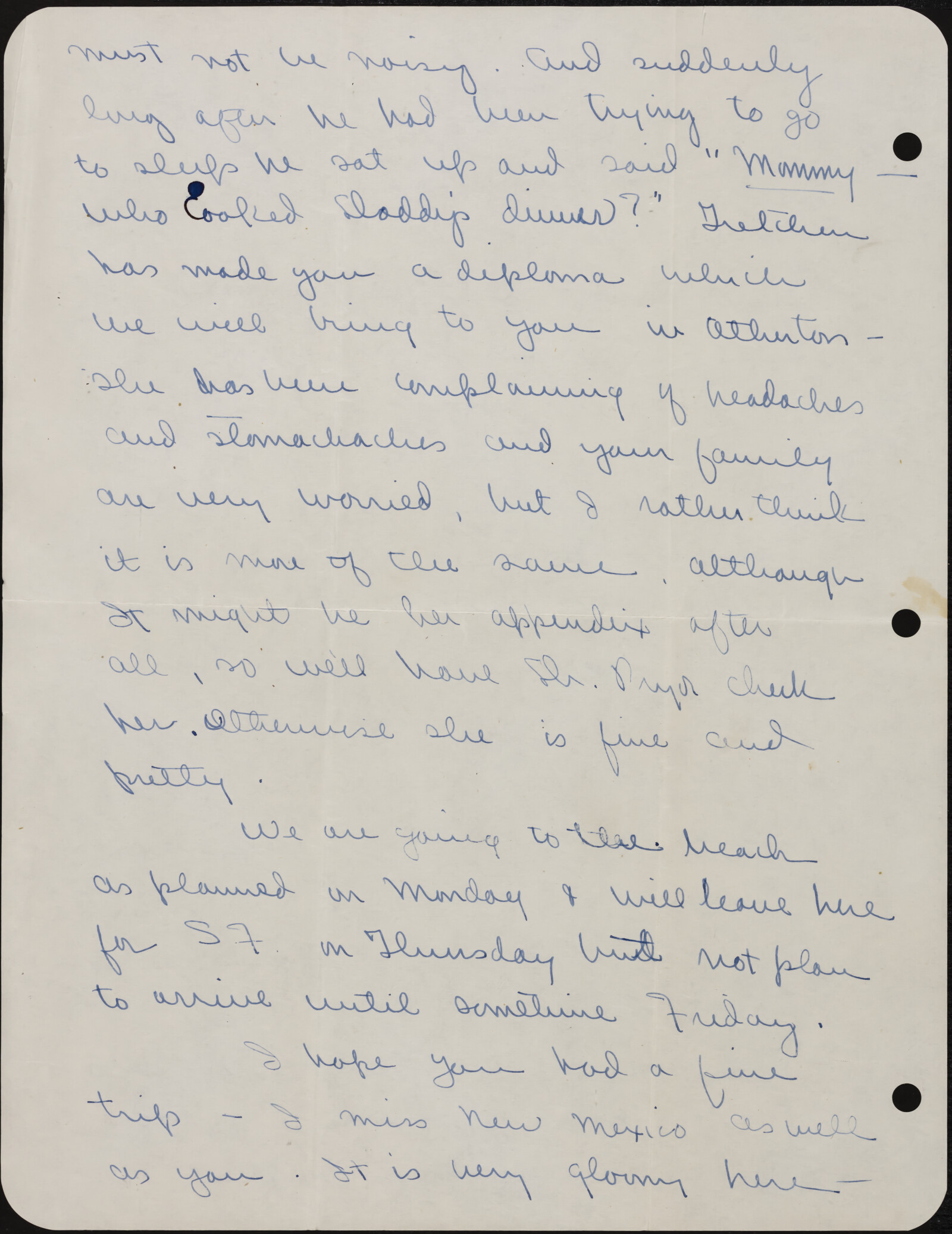 Correspondence from Phyllis Diebenkorn to Richard Diebenkorn