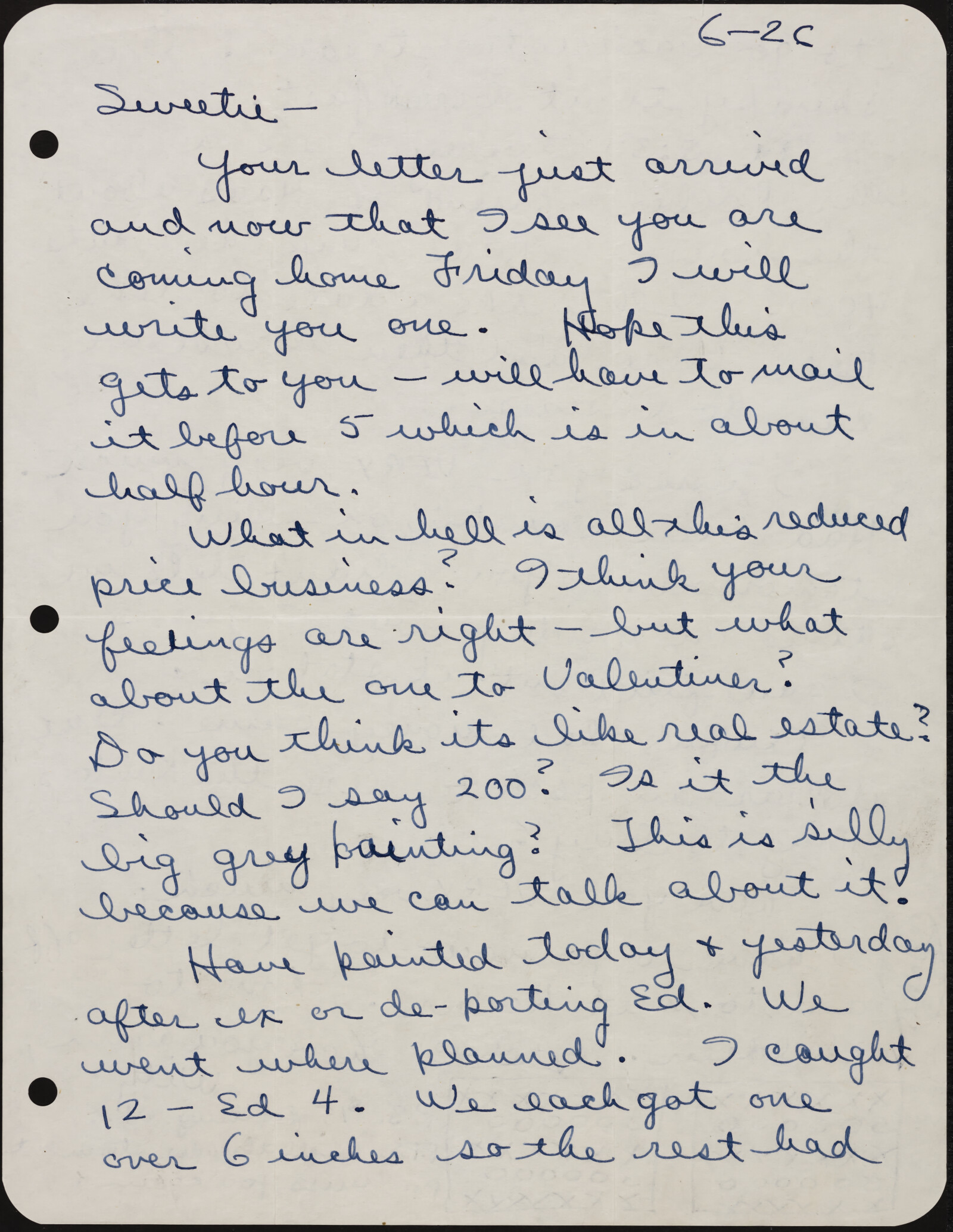 Correspondence from Richard Diebenkorn to Phyllis Diebenkorn