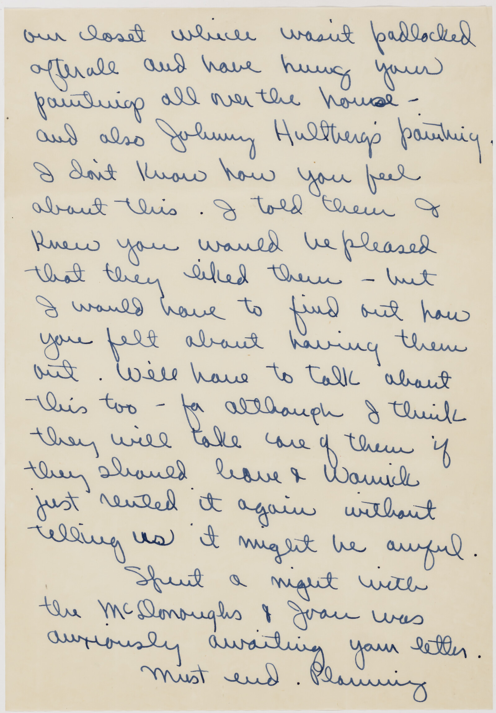 Correspondence from Phyllis Diebenkorn to Richard Diebenkorn