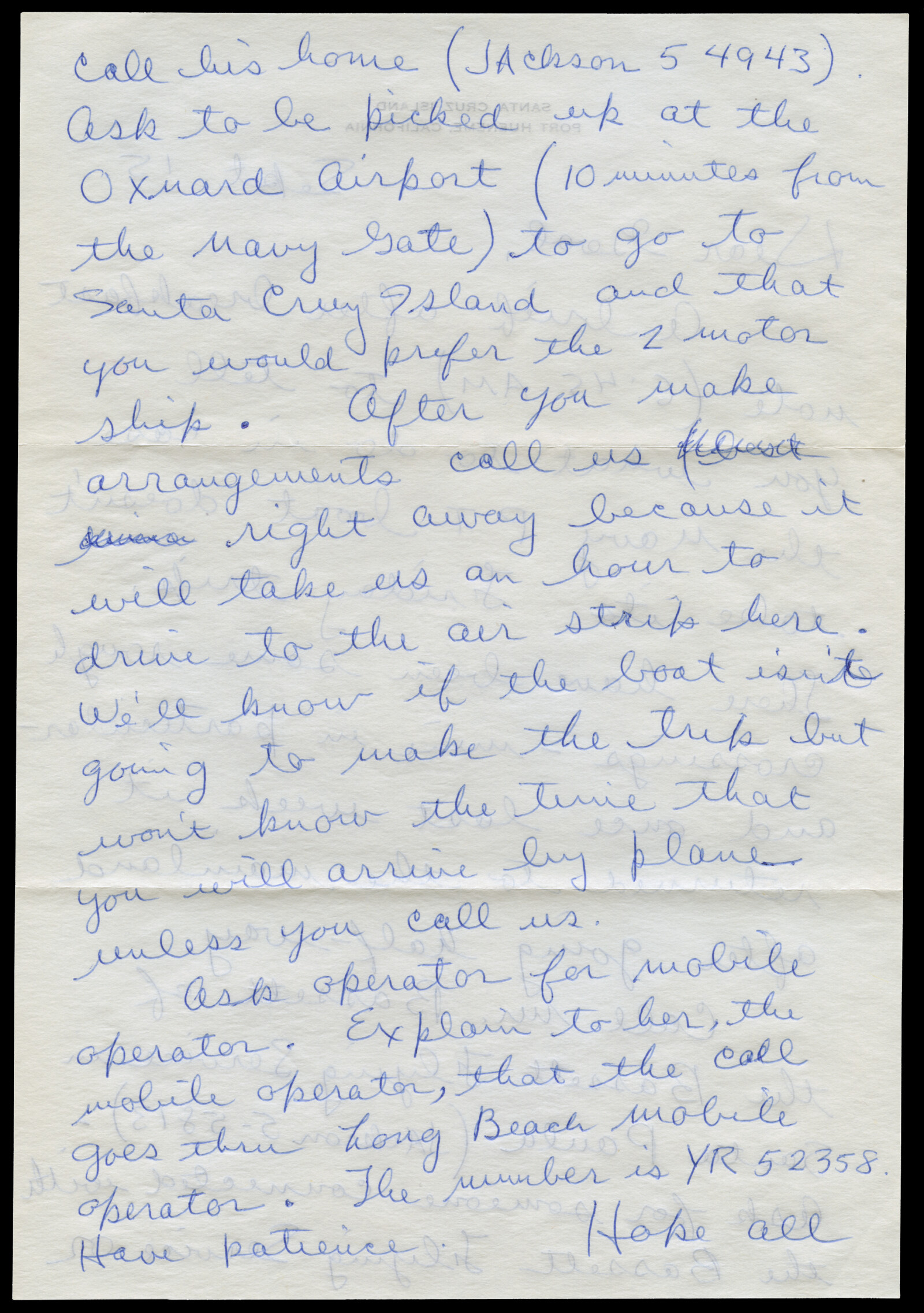 Correspondence from Richard Diebenkorn to Phyllis Diebenkorn