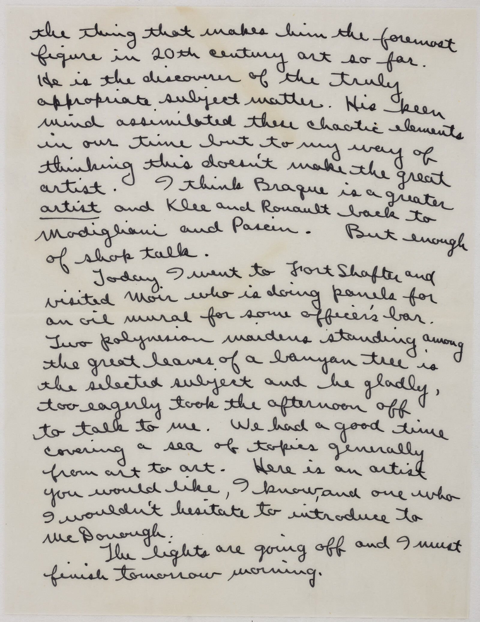 Correspondence from Richard Diebenkorn to Phyllis Diebenkorn