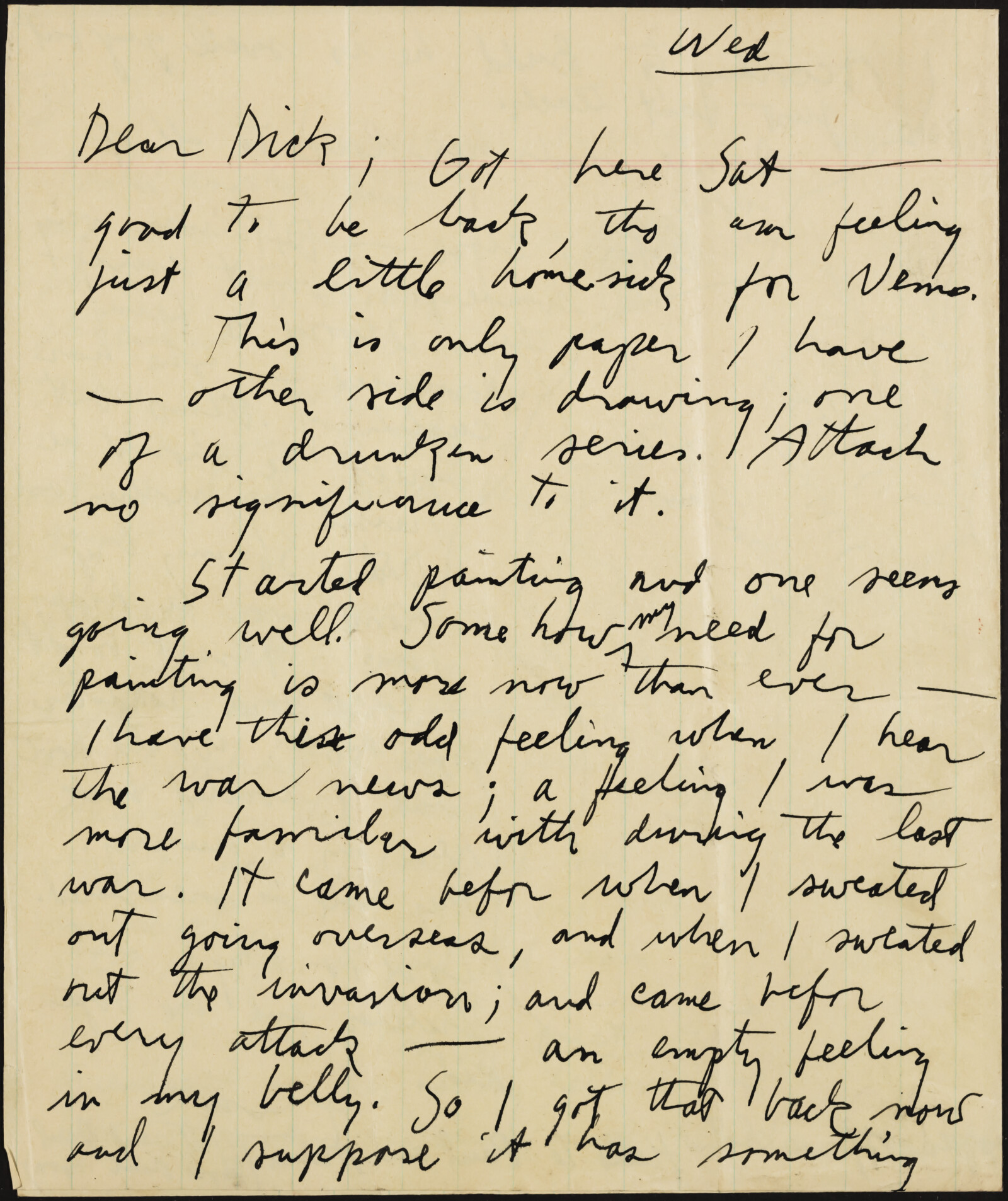 Correspondence from Frank Lobdell to Richard Diebenkorn