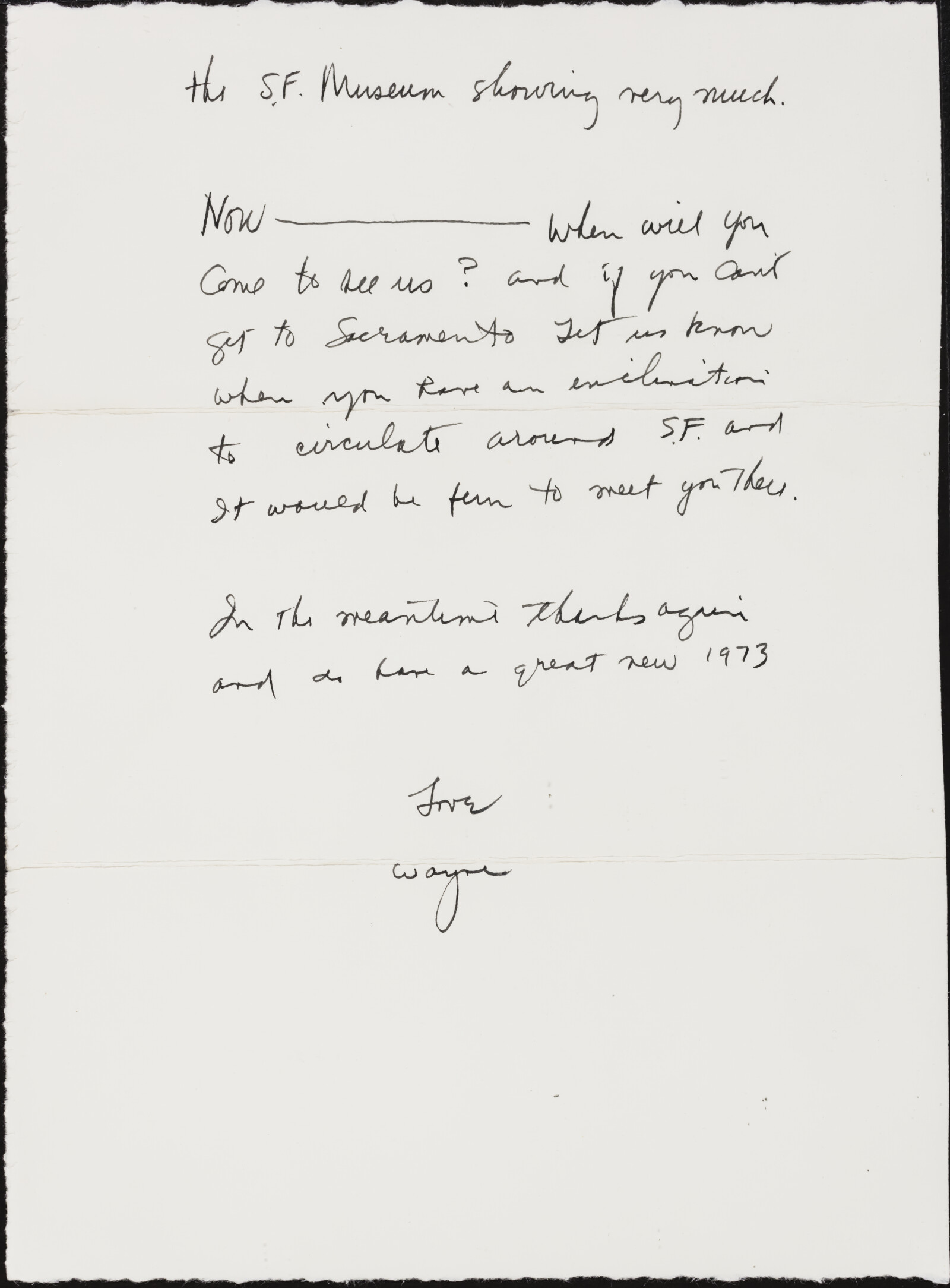 Correspondence from Wayne Thiebaud to Richard and Phyllis Diebenkorn