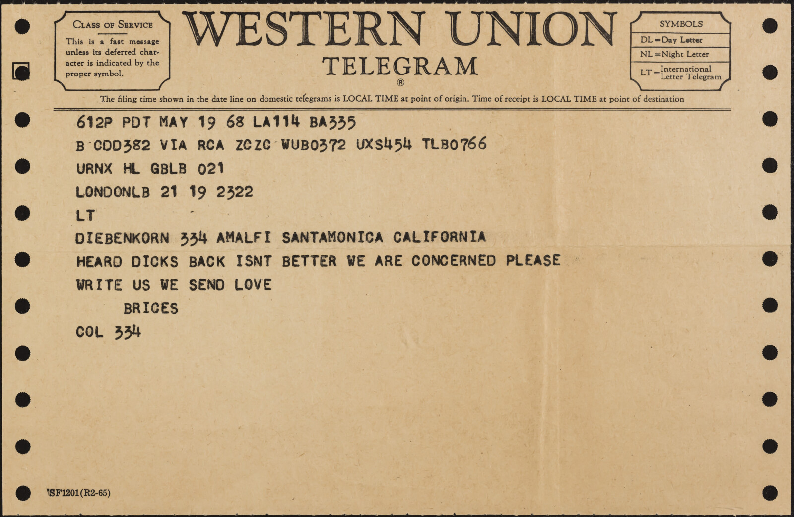 Shirley and Bill BRICE (letters), 1957-2005, und.