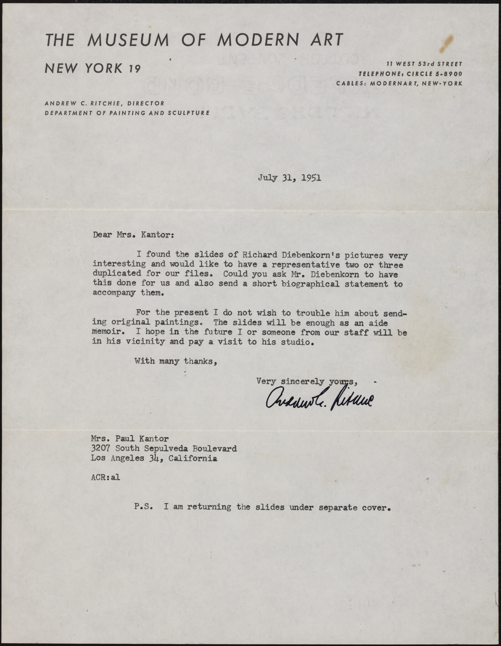 NEW YORK Museum of Modern Art.  Dorothy C. Miller, Valentiner, Andrew C. Ritchie. 1951-1955