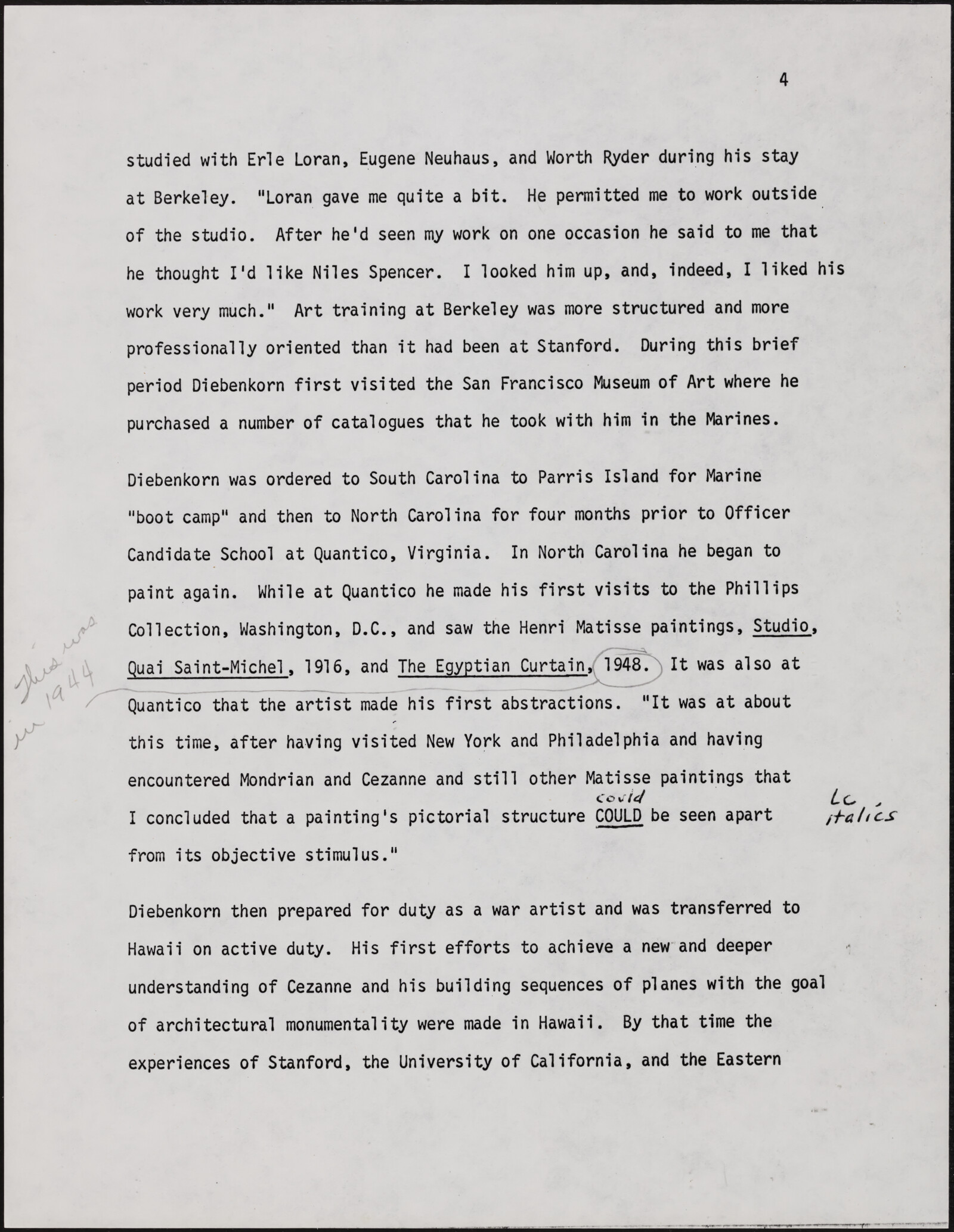 Gerald NORDLAND, essay draft, undated