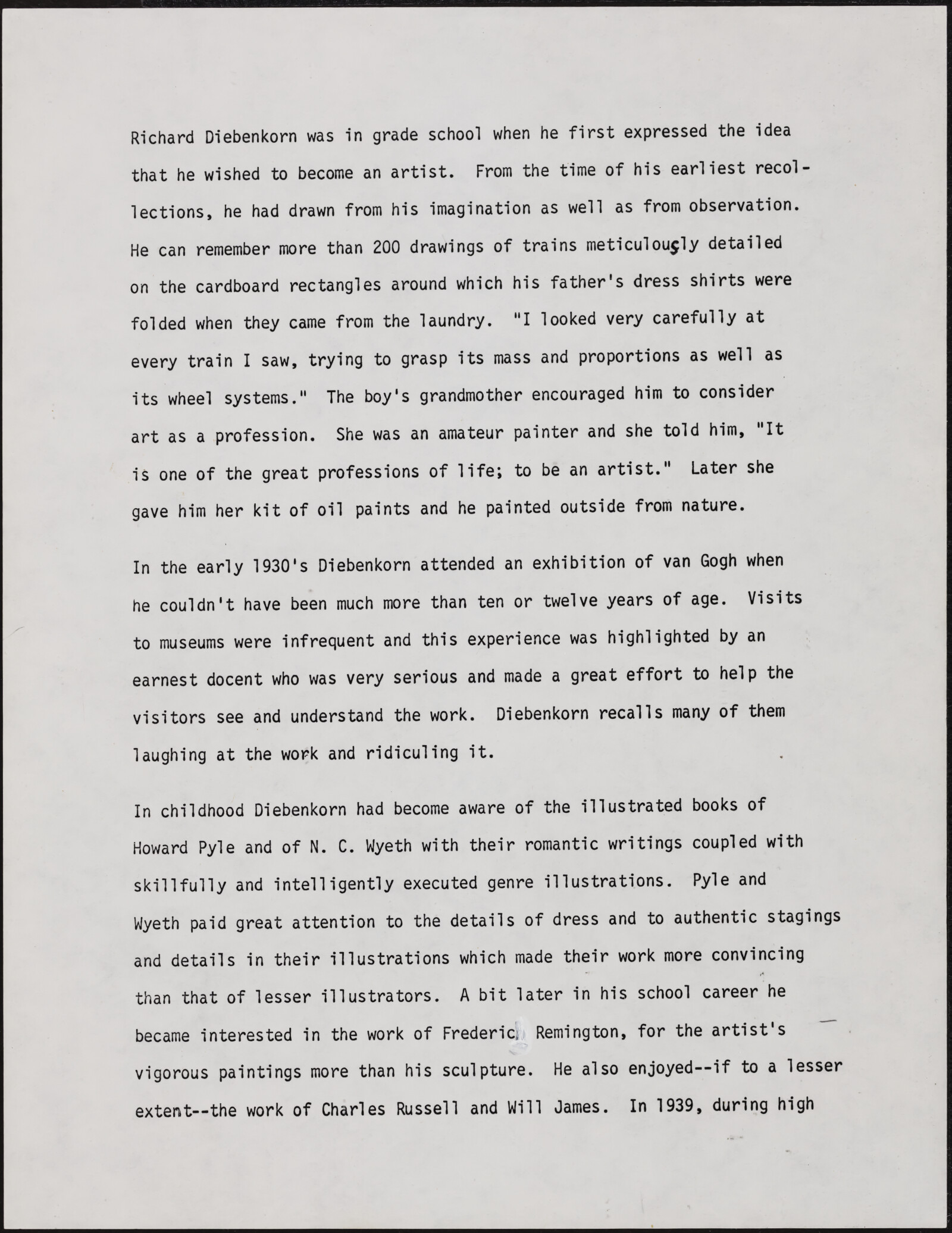 Gerald NORDLAND, essay draft, undated