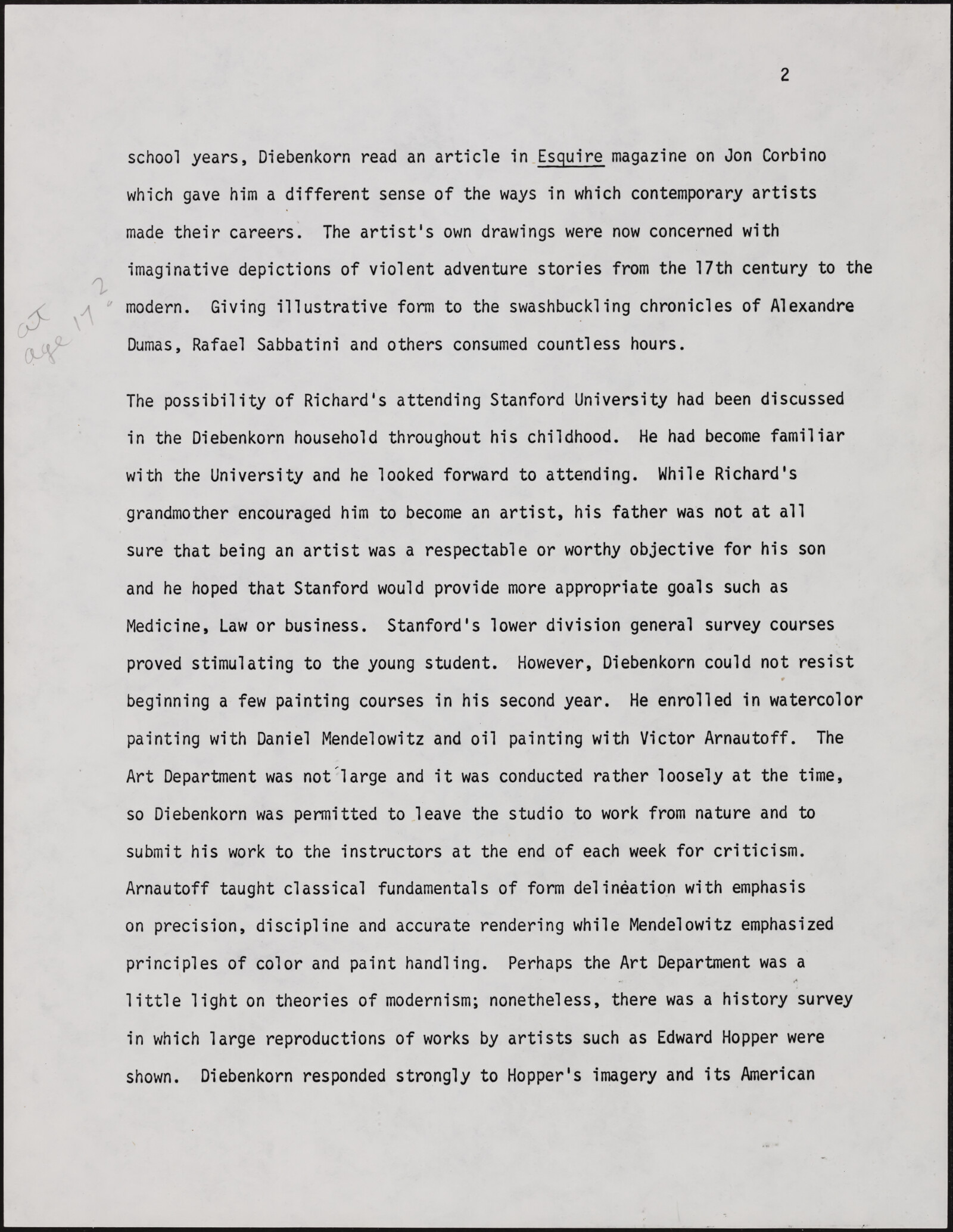 Gerald NORDLAND, essay draft, undated