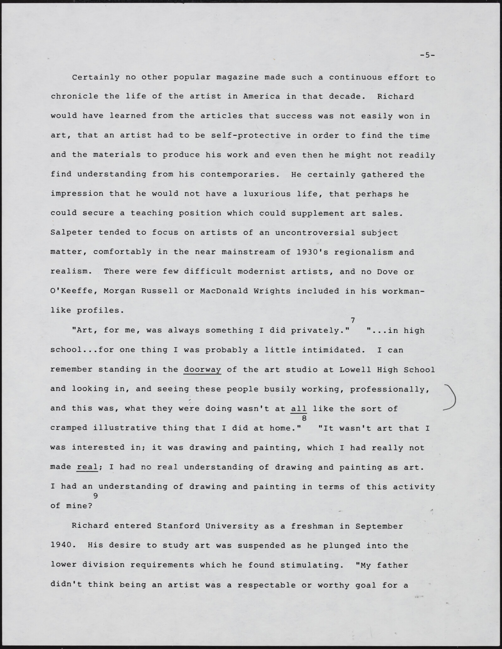 Gerald NORDLAND, essay draft, undated