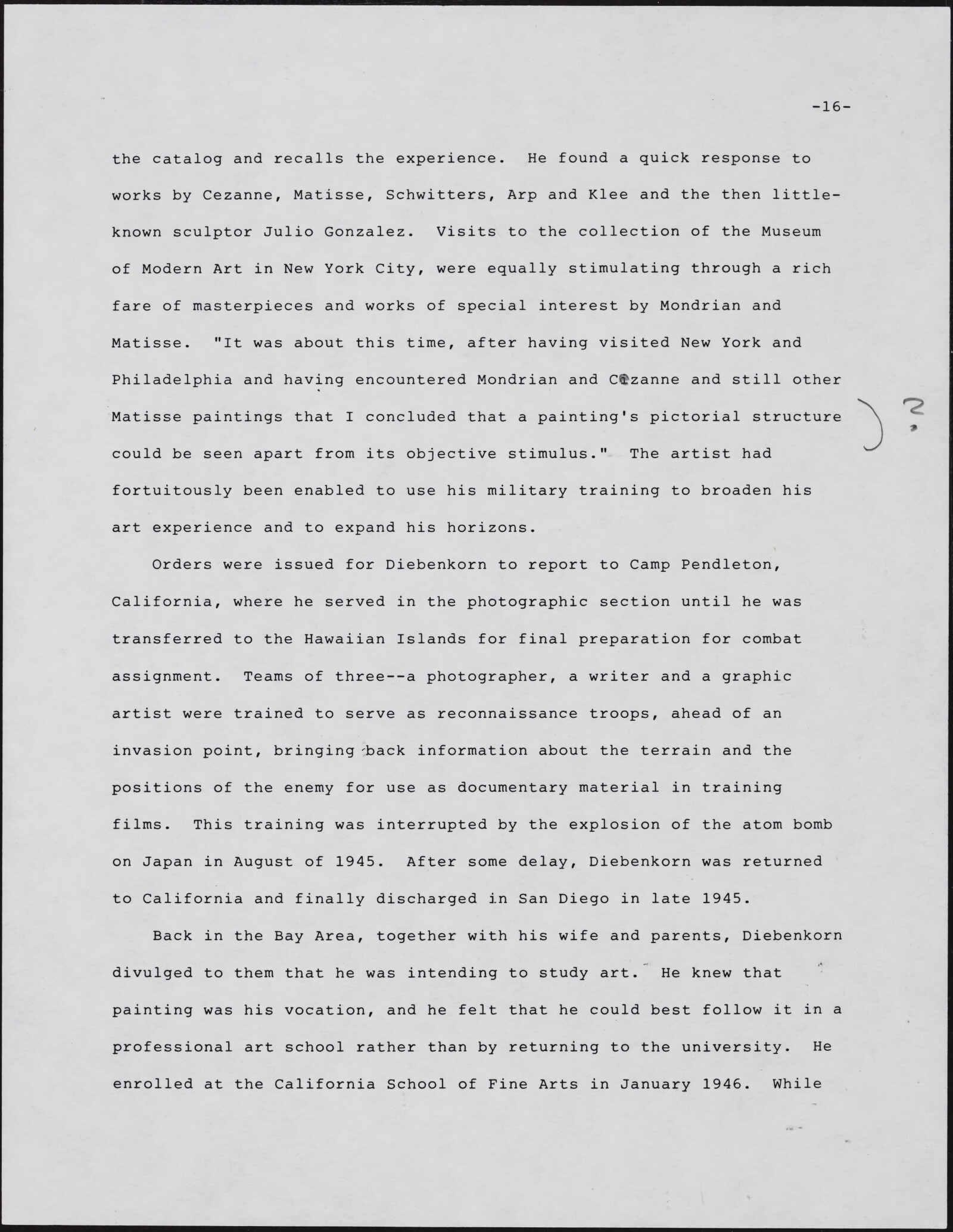 Gerald NORDLAND, essay draft, undated