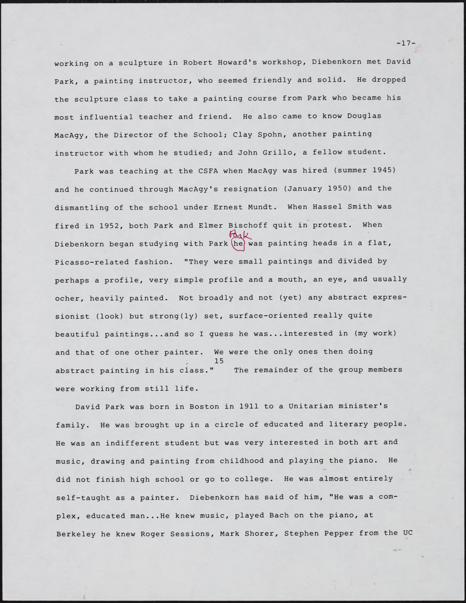 Gerald NORDLAND, essay draft, undated