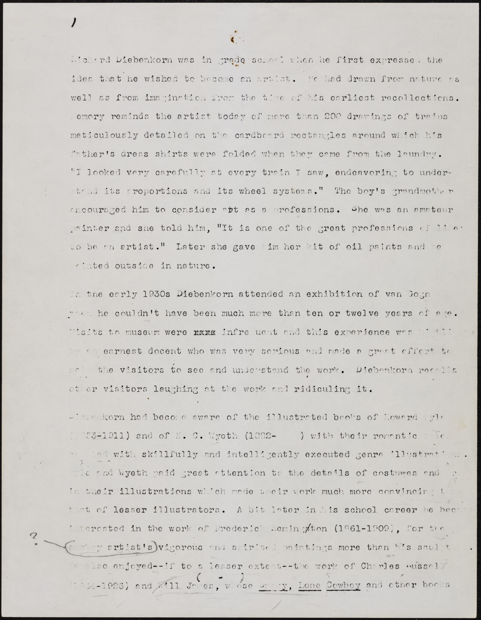 Gerald NORDLAND, essay draft, undated