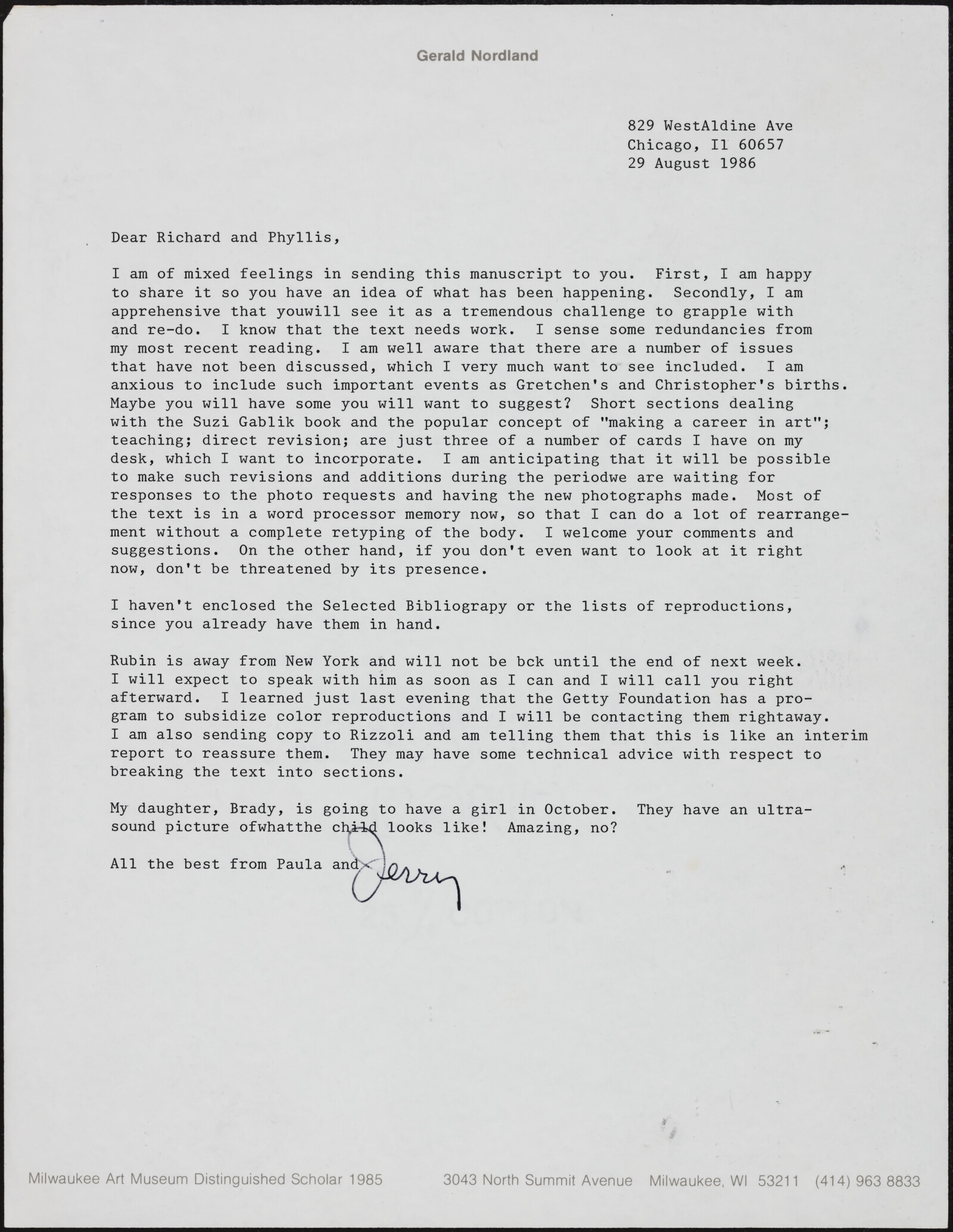 Gerald NORDLAND, essay draft, undated