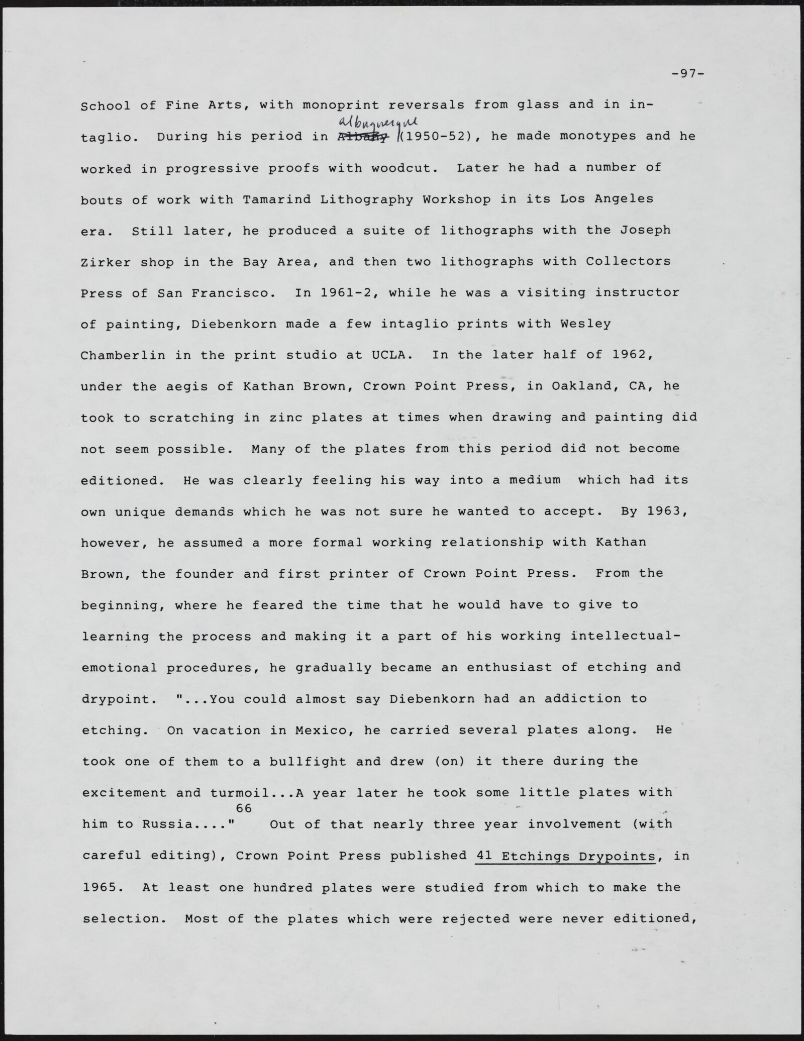 Gerald NORDLAND, essay draft, undated