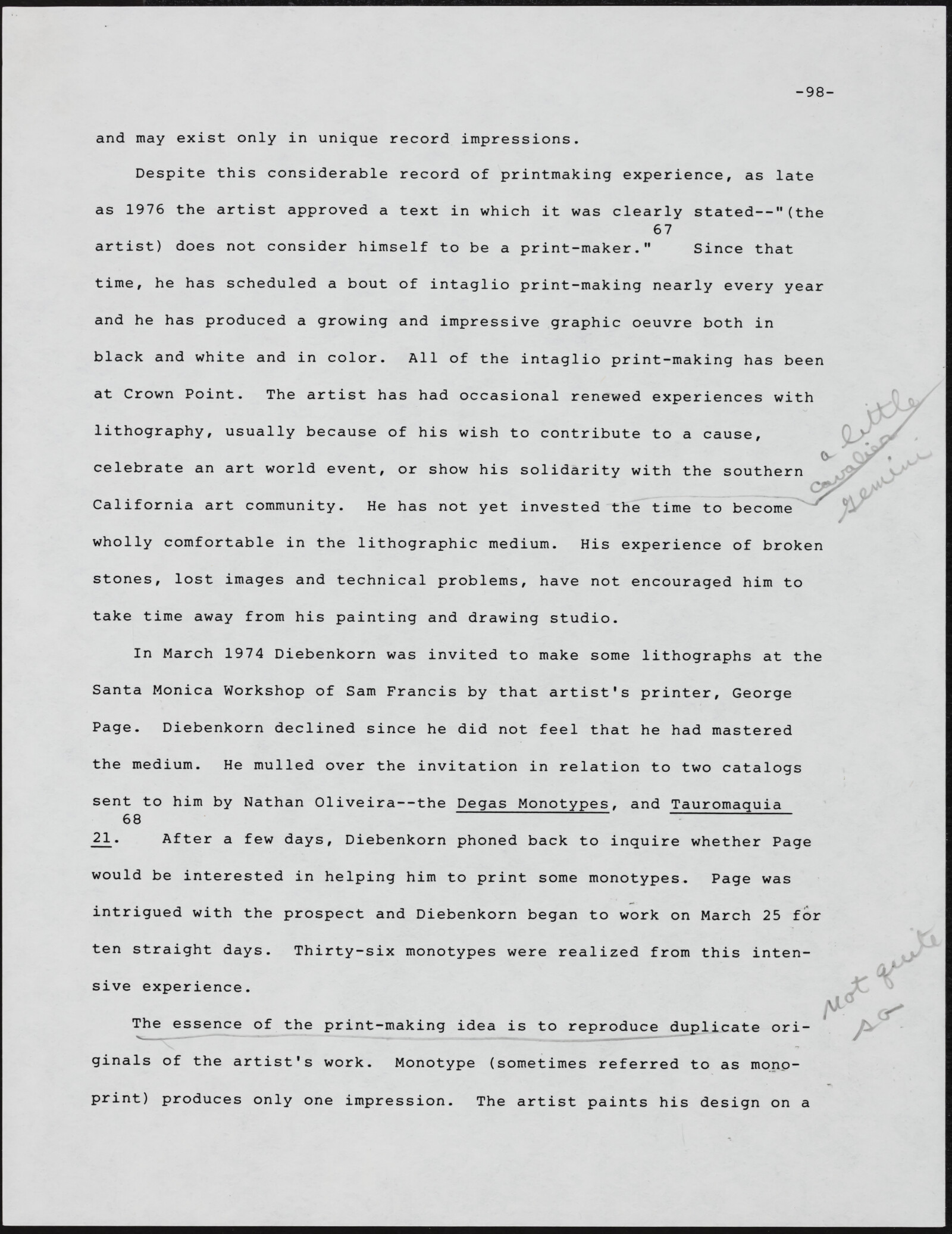 Gerald NORDLAND, essay draft, undated