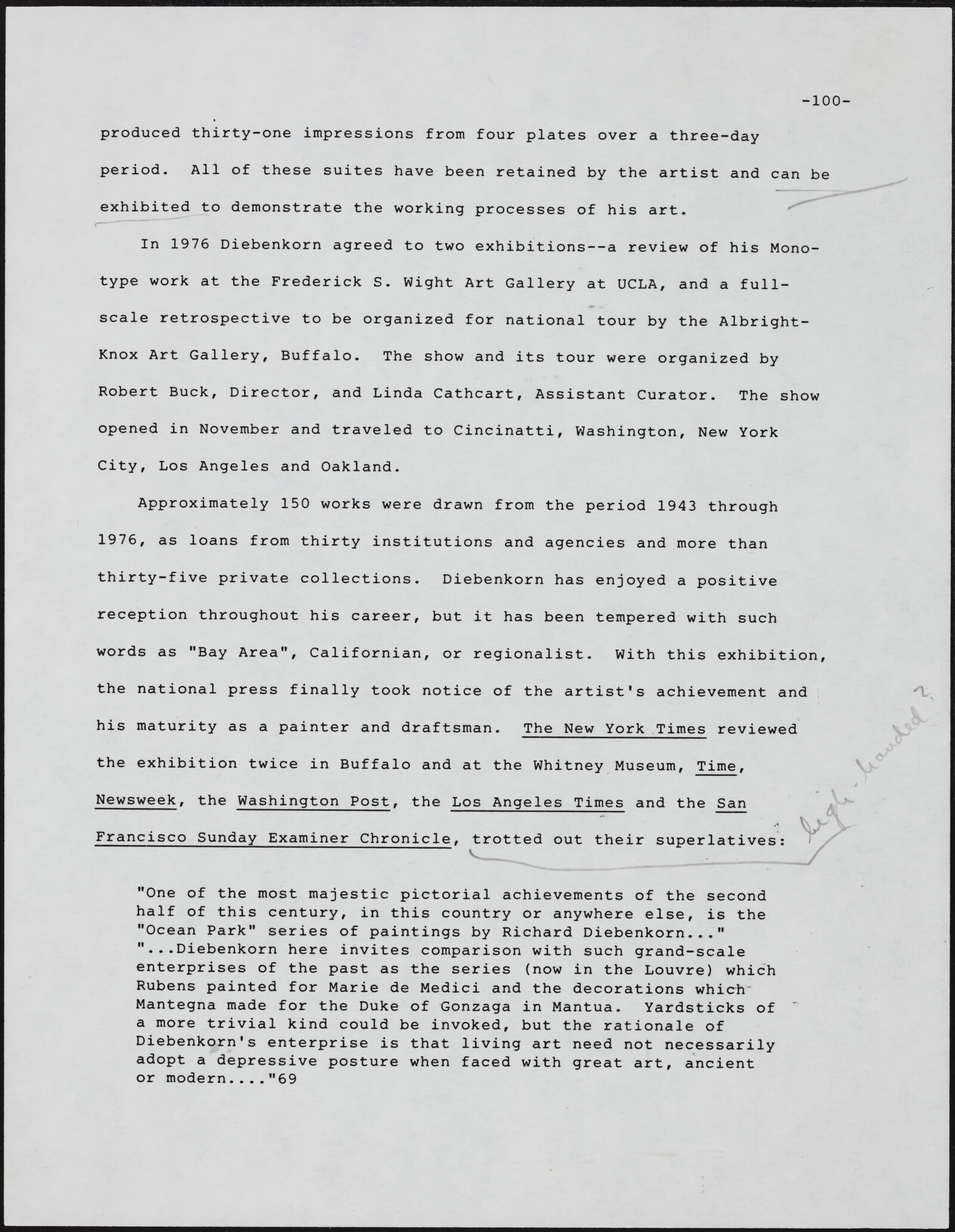 Gerald NORDLAND, essay draft, undated