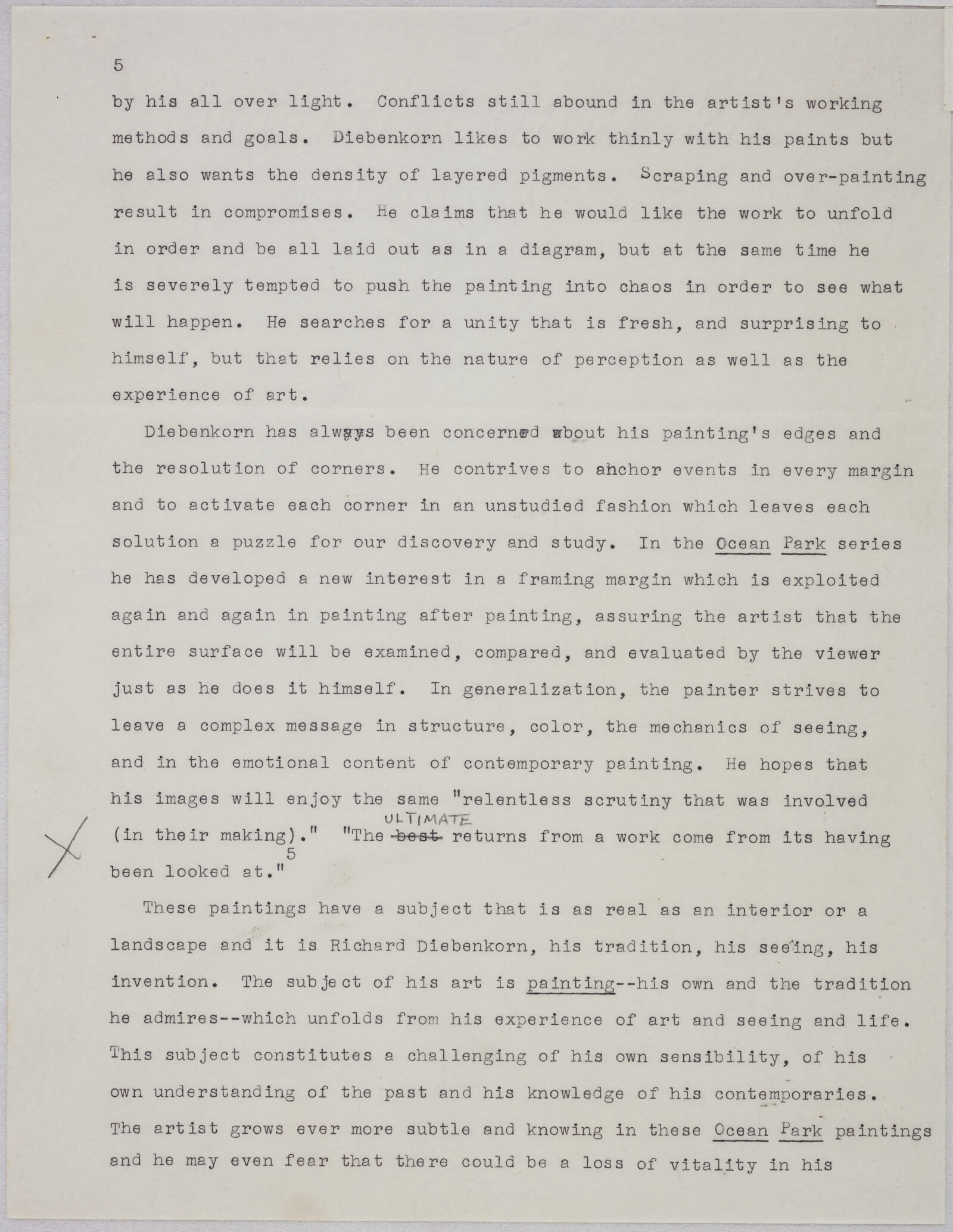 Gerald NORDLAND,  final essay for Marlborough essay and drafts, 1971