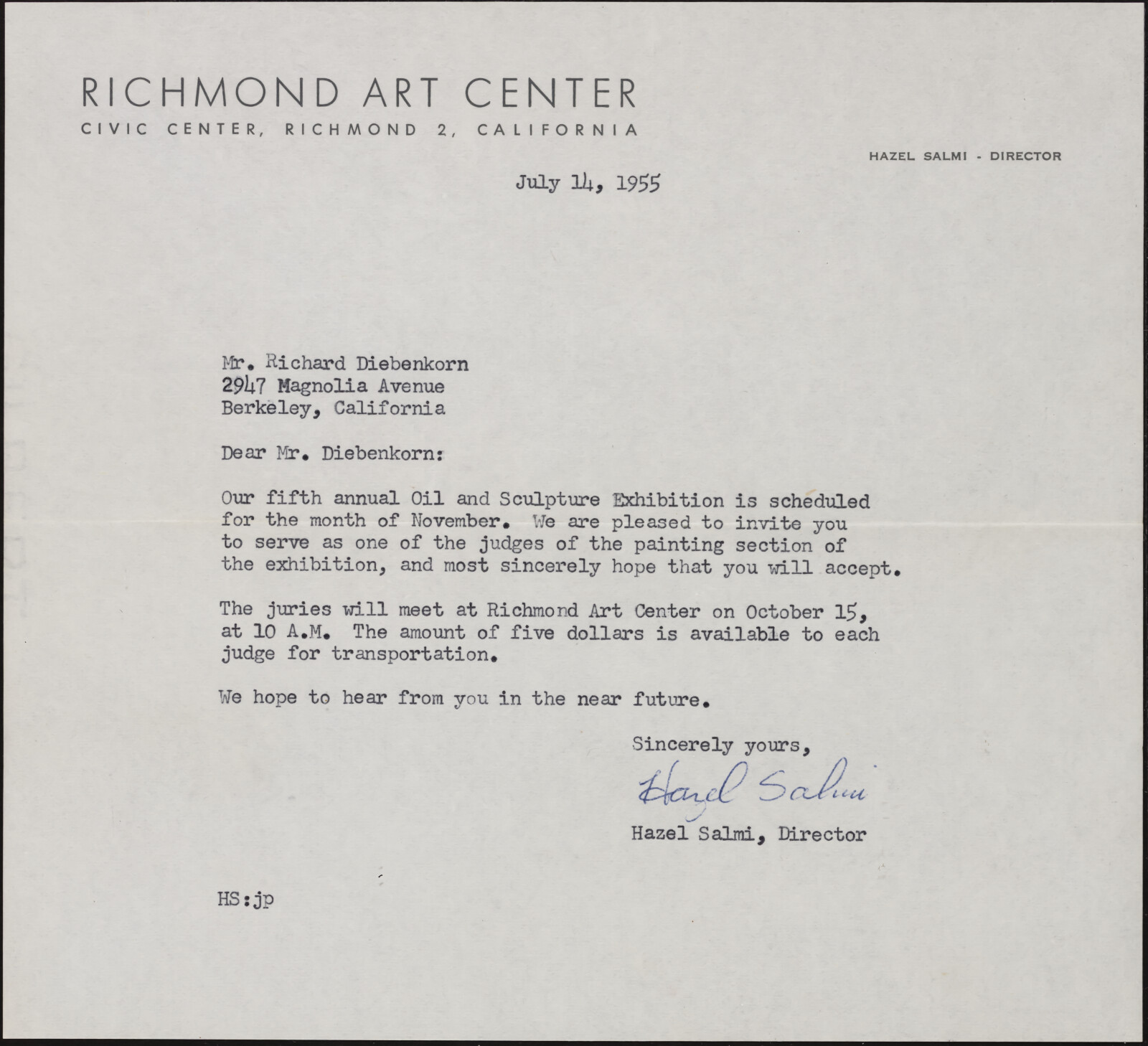 Richmond Art Center. Hazel Salmi. 1955