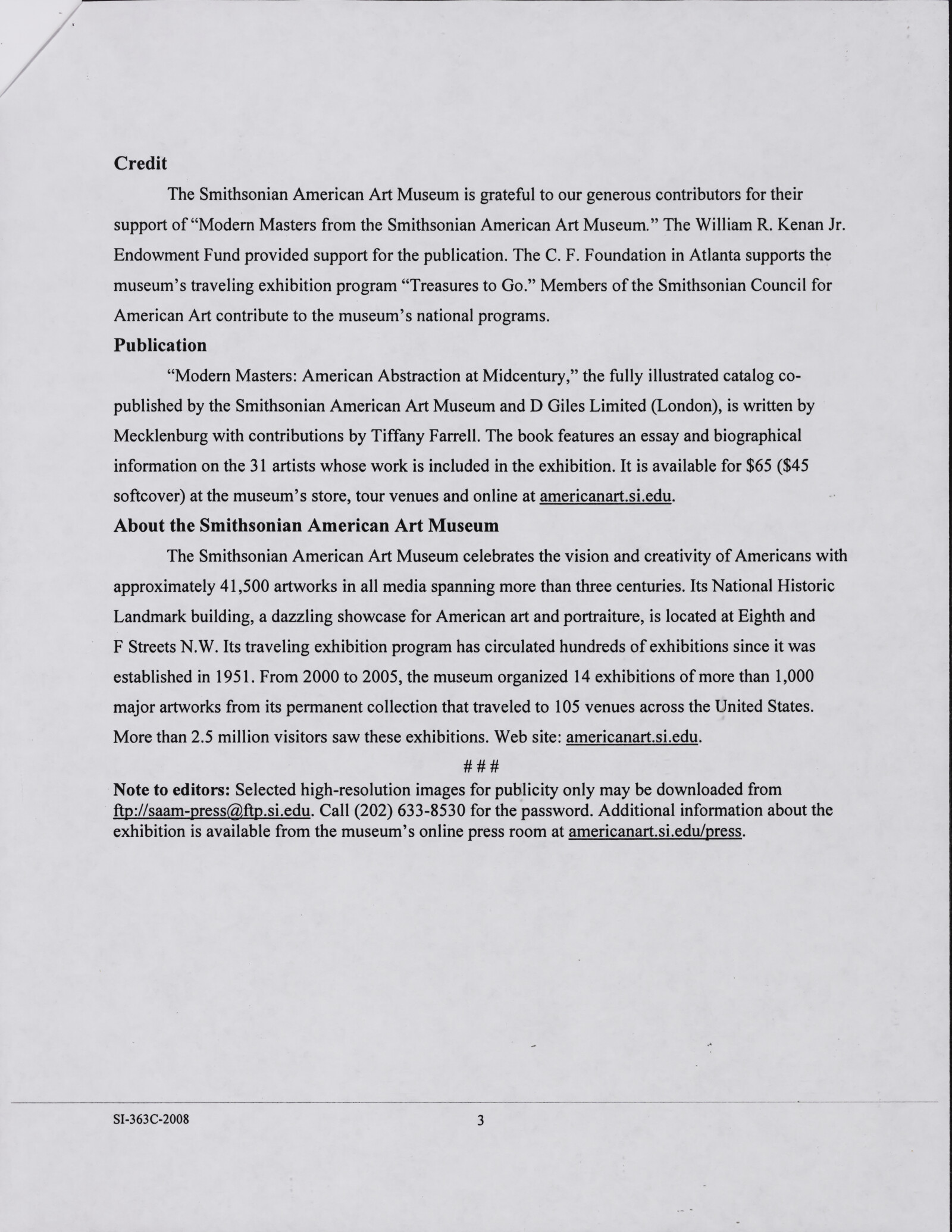 Smithsonian National Museum of Art. Elizabeth Broun. Virginia Mecklenberg. 1999, 2009