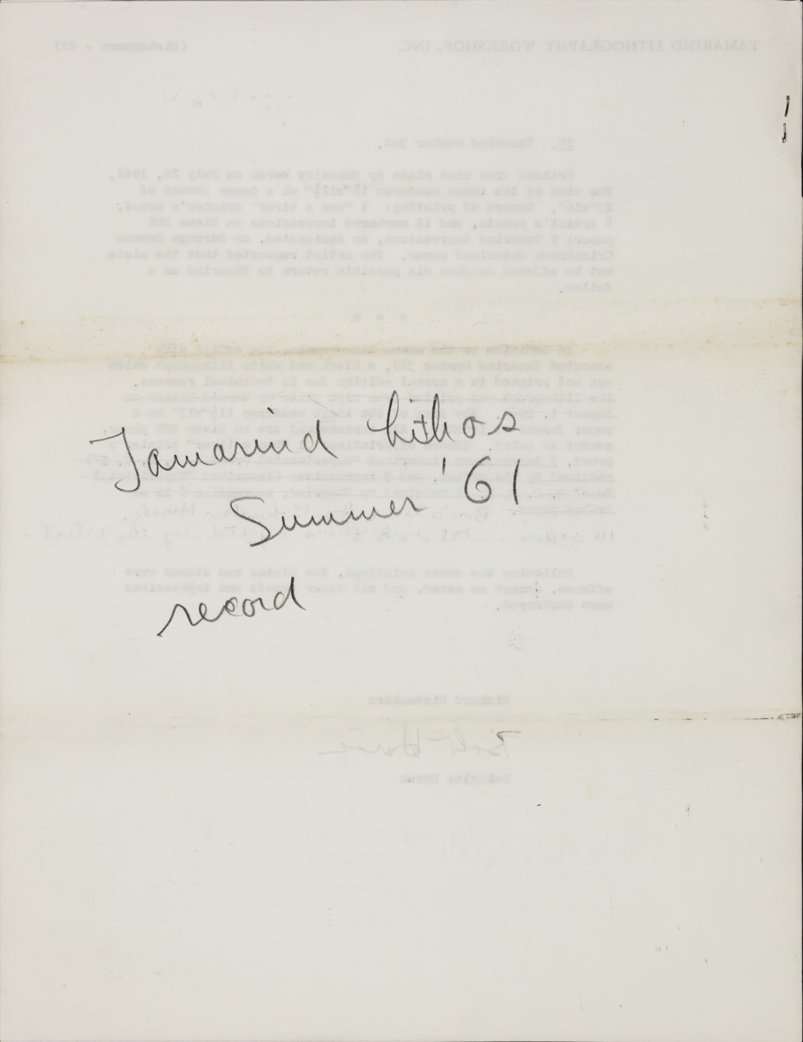 Tamarind Lithography Workshop. Lillian Lesser. 1961