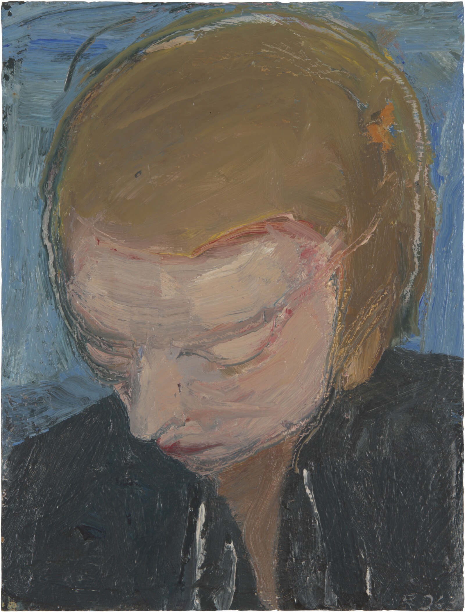 Woman's Head, Blue Background