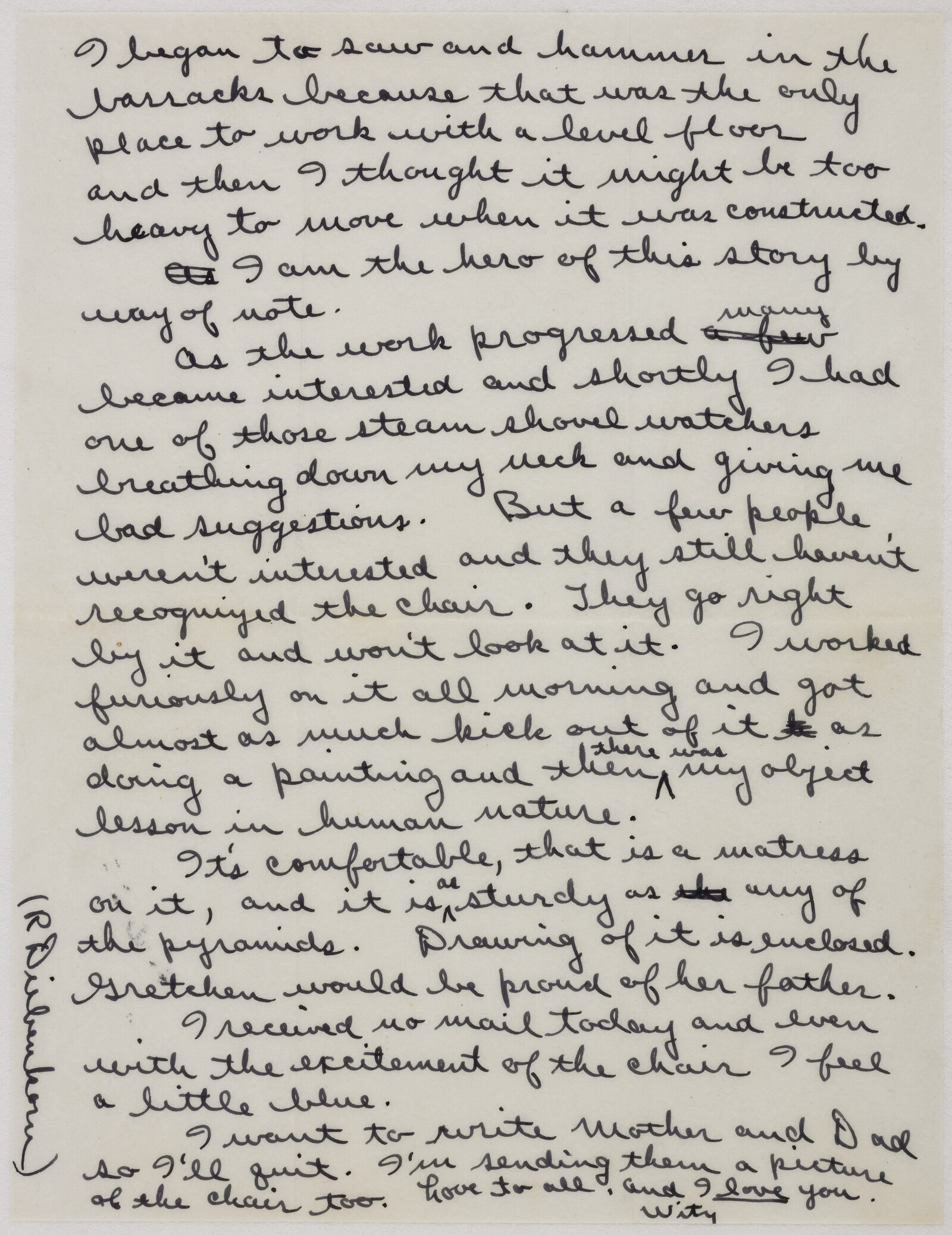 Correspondence from Richard Diebenkorn to Phyllis Diebenkorn