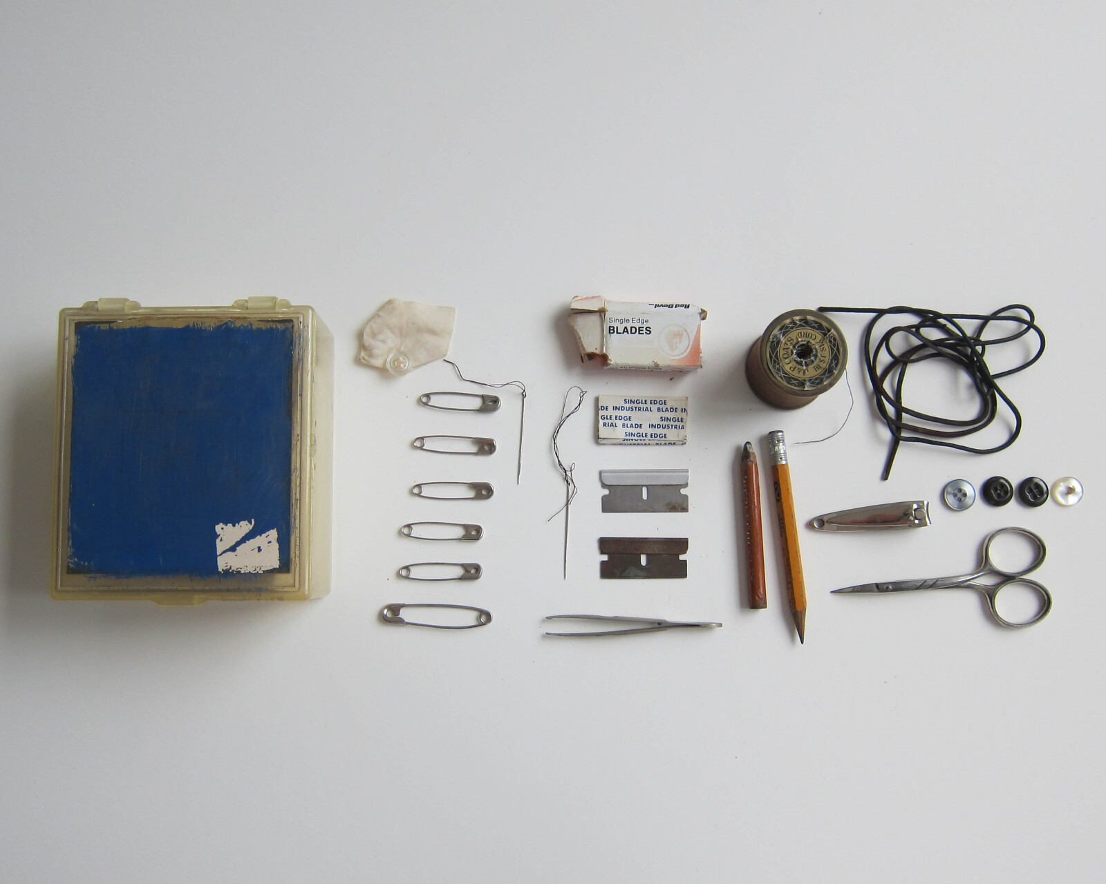 Studio Materials, Clear Plastic Box with Blue Lid